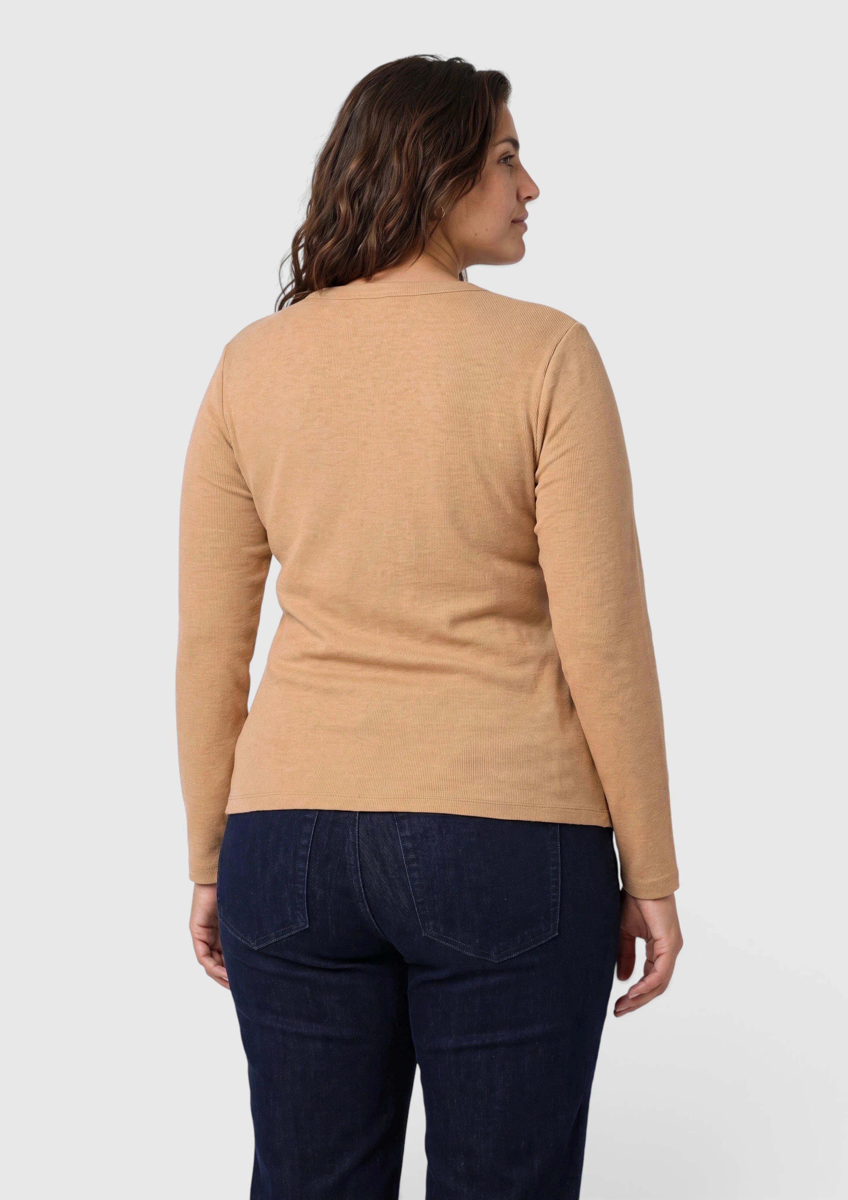 Damen Langarmshirt mit Rippstruktur in braun von s.Oliver CURVE