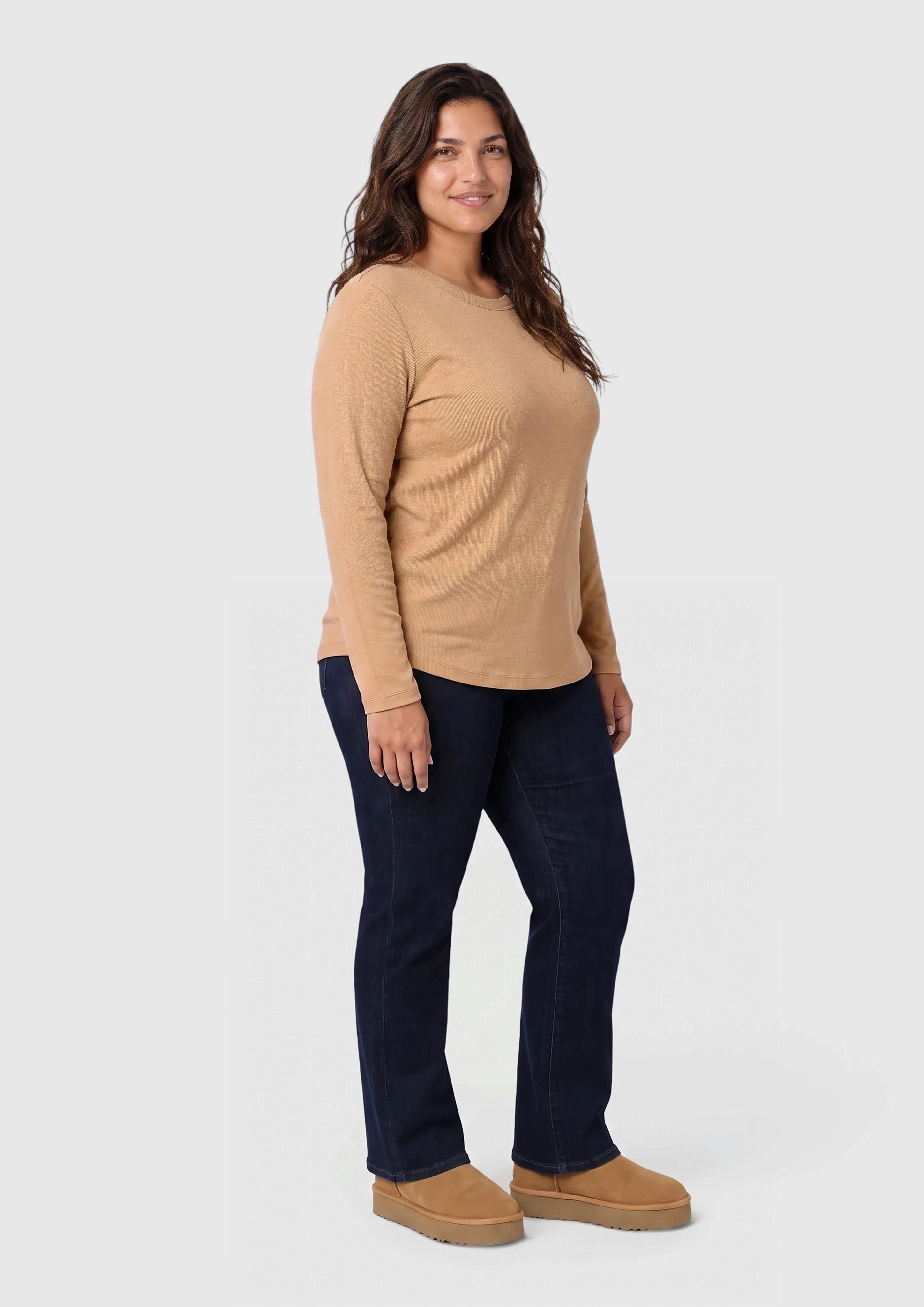 Damen Langarmshirt mit Rippstruktur in braun von s.Oliver CURVE