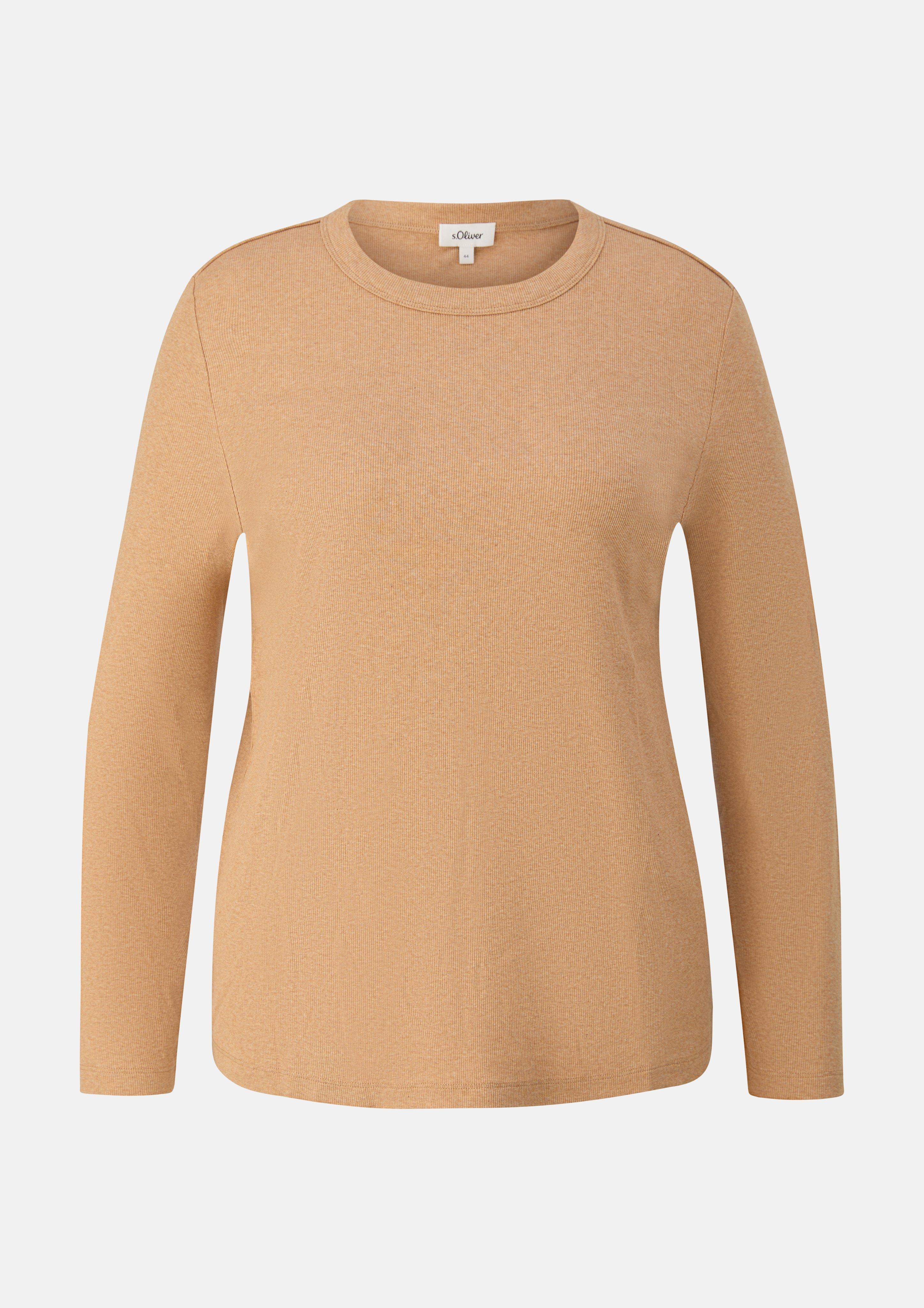 Damen Langarmshirt mit Rippstruktur in braun von s.Oliver CURVE