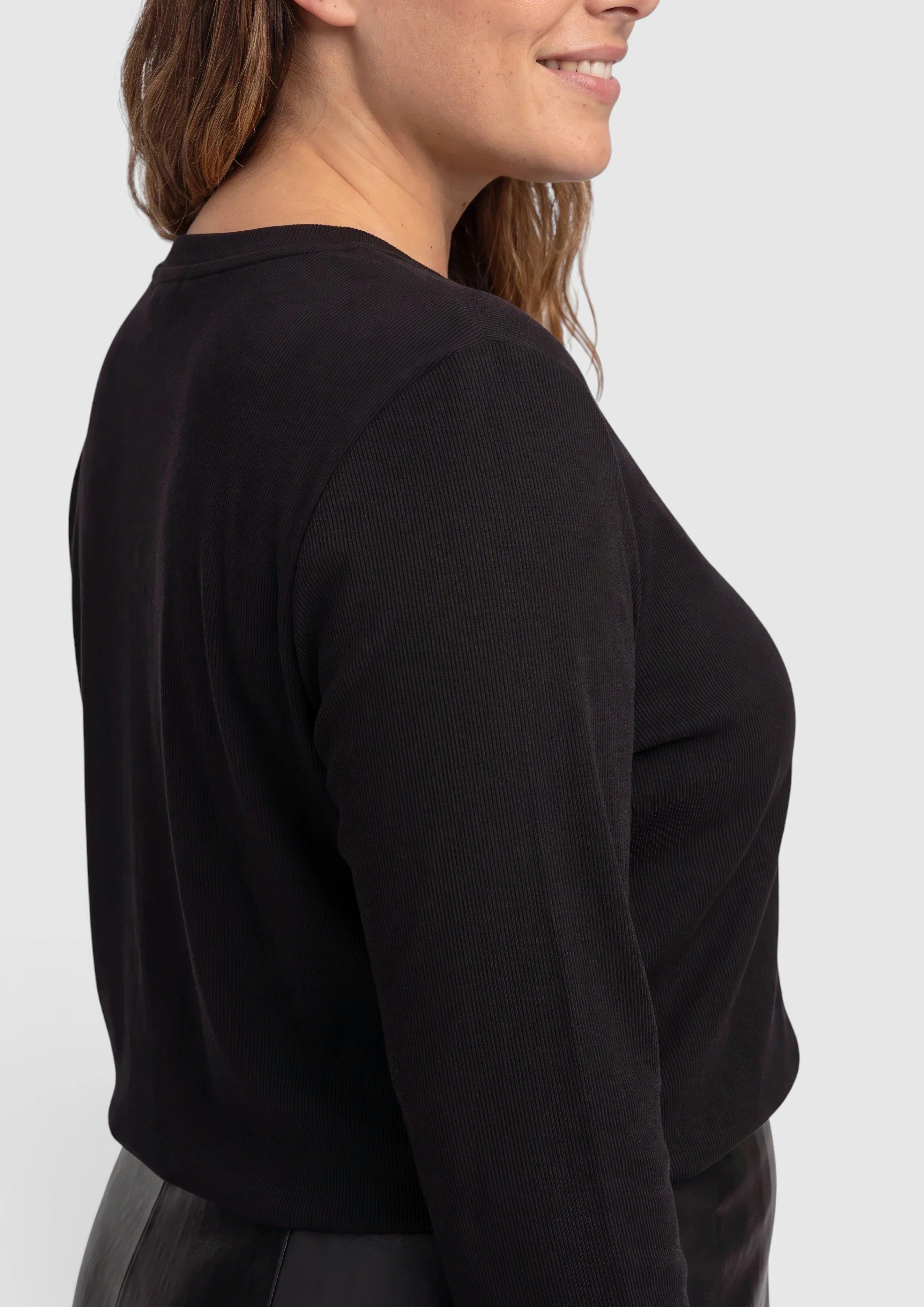 Damen Langarmshirt mit Rippstruktur in schwarz von s.Oliver CURVE