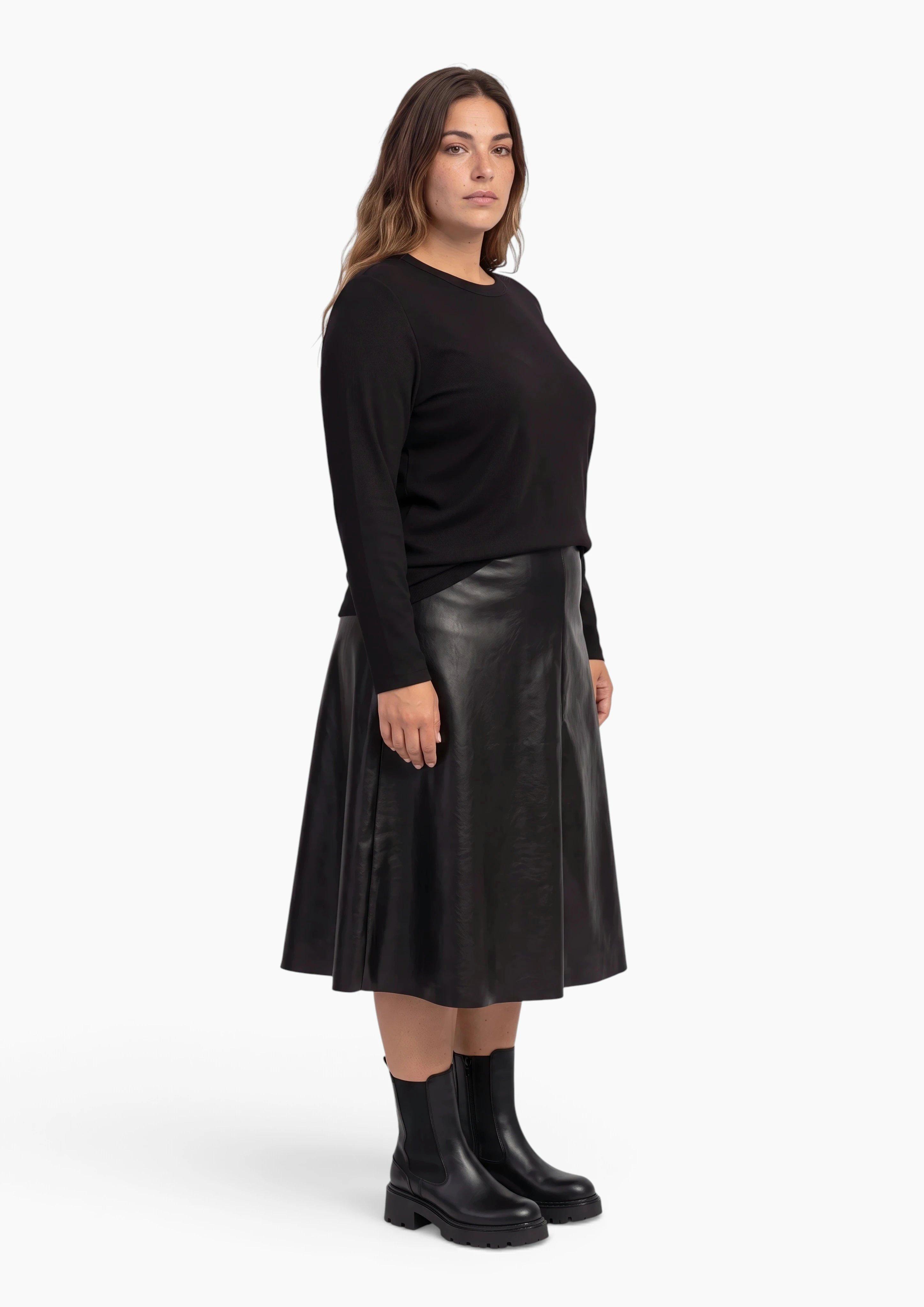 Damen Langarmshirt mit Rippstruktur in schwarz von s.Oliver CURVE