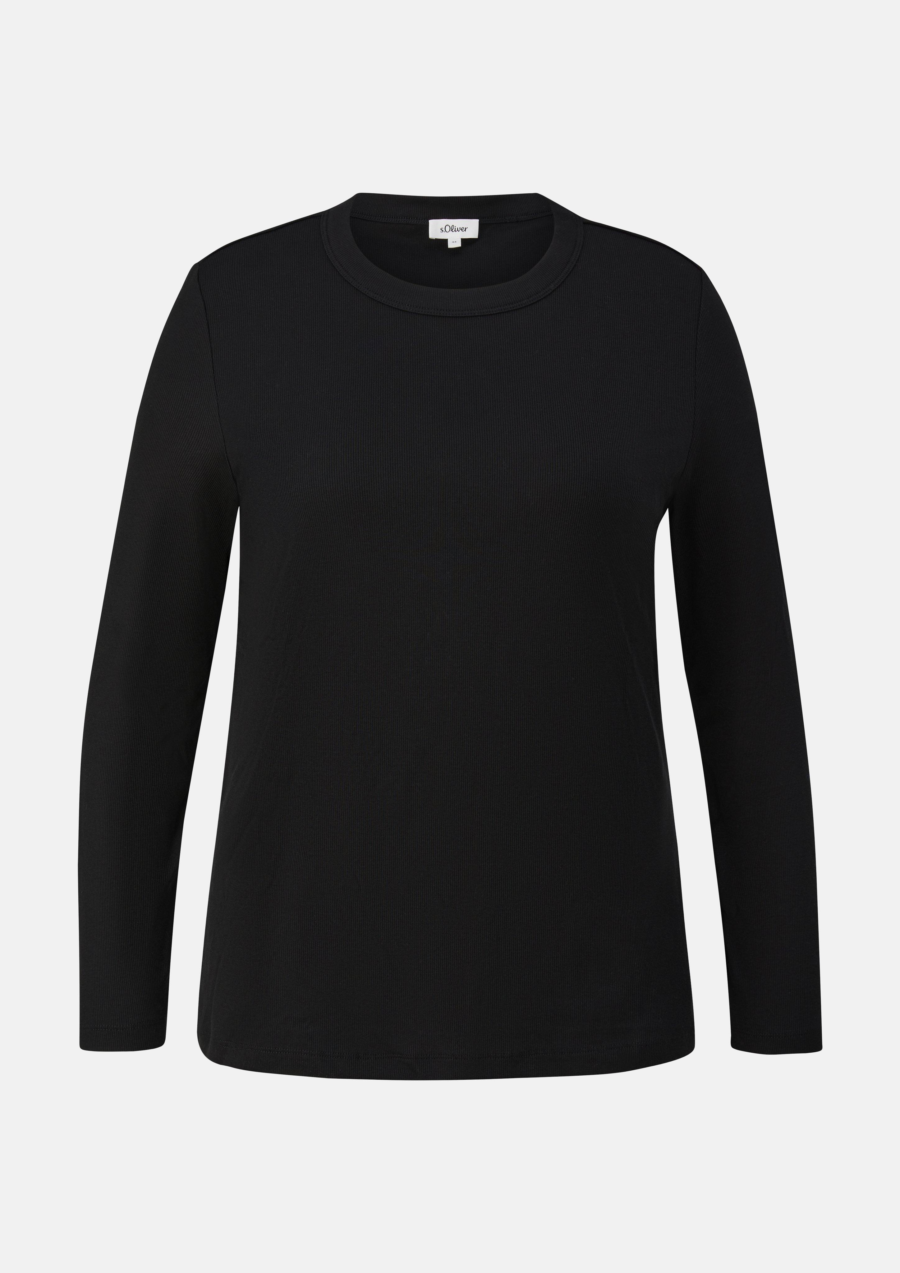 Damen Langarmshirt mit Rippstruktur in schwarz von s.Oliver CURVE