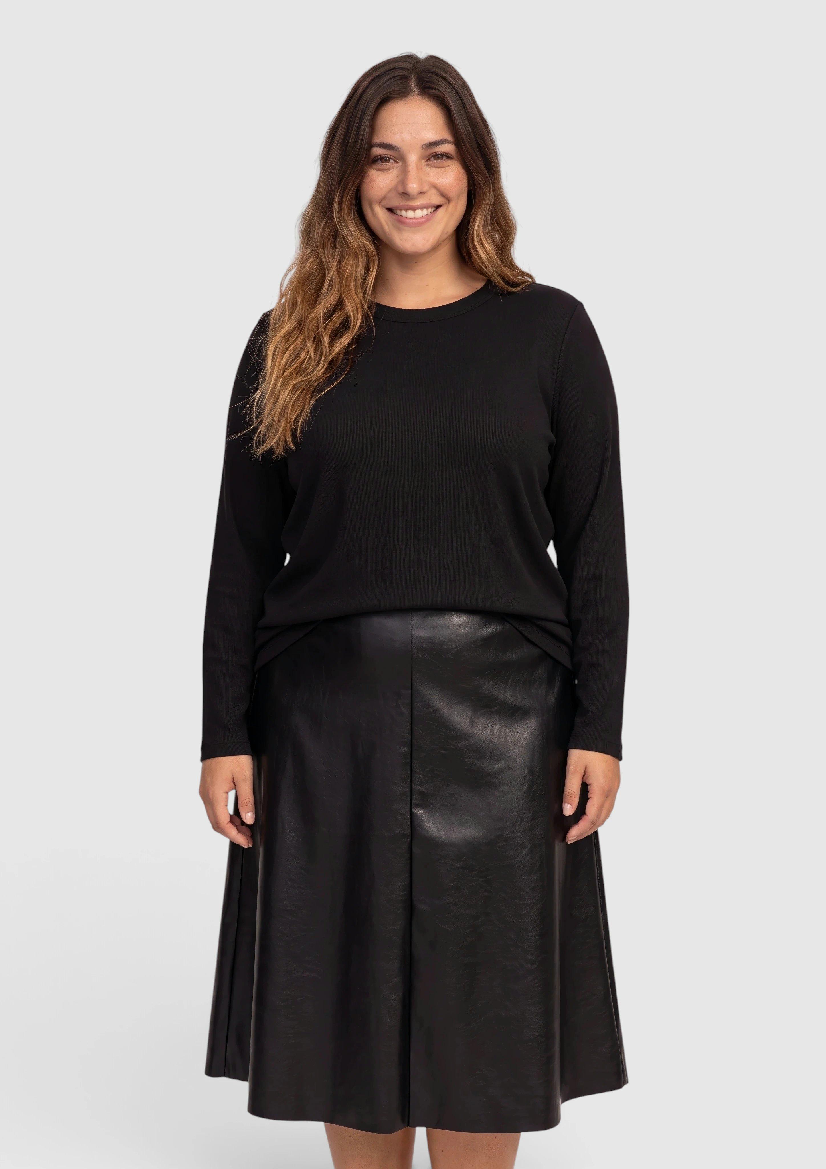 Damen Langarmshirt mit Rippstruktur in schwarz von s.Oliver CURVE