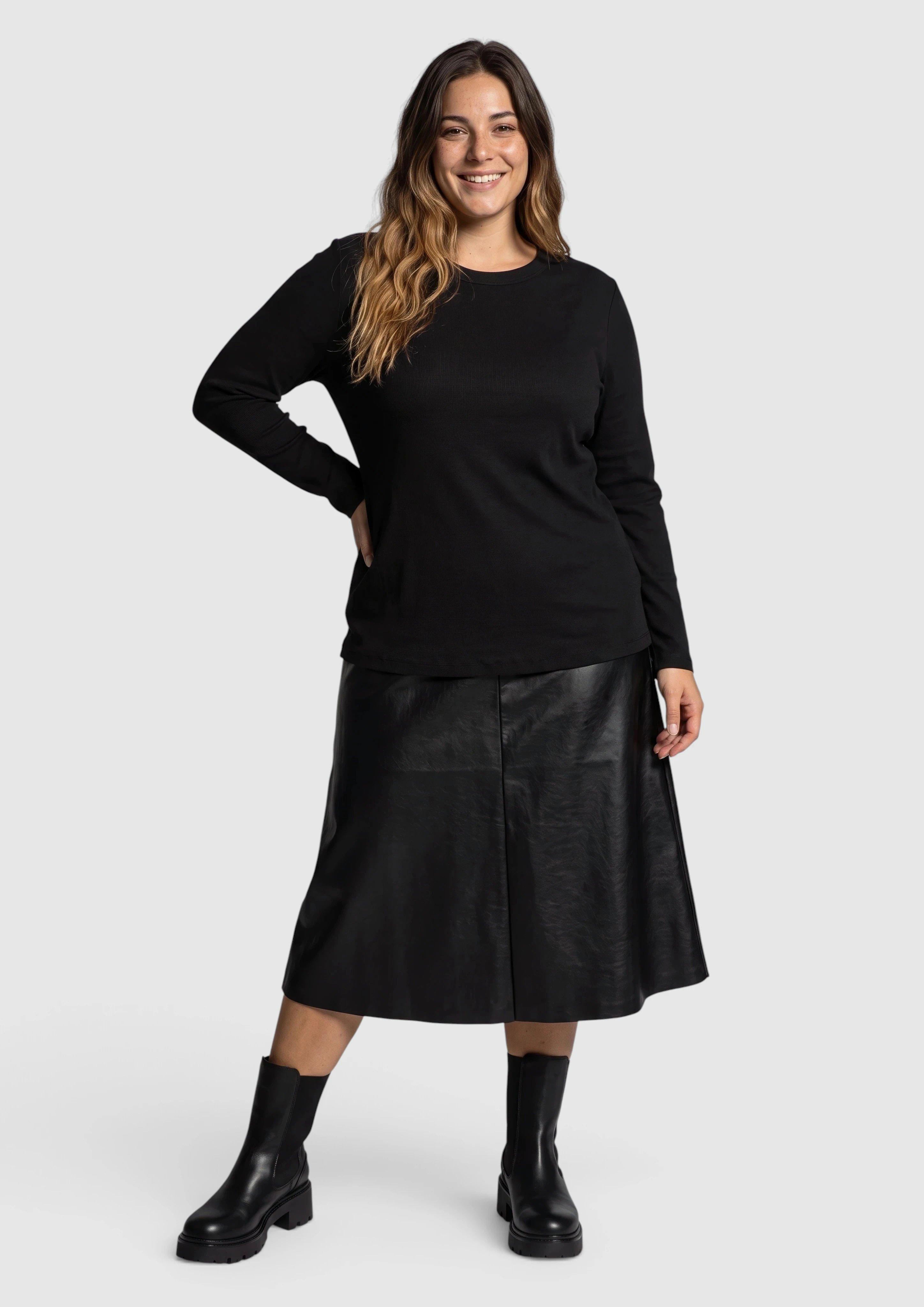 Damen Langarmshirt mit Rippstruktur in schwarz von s.Oliver CURVE