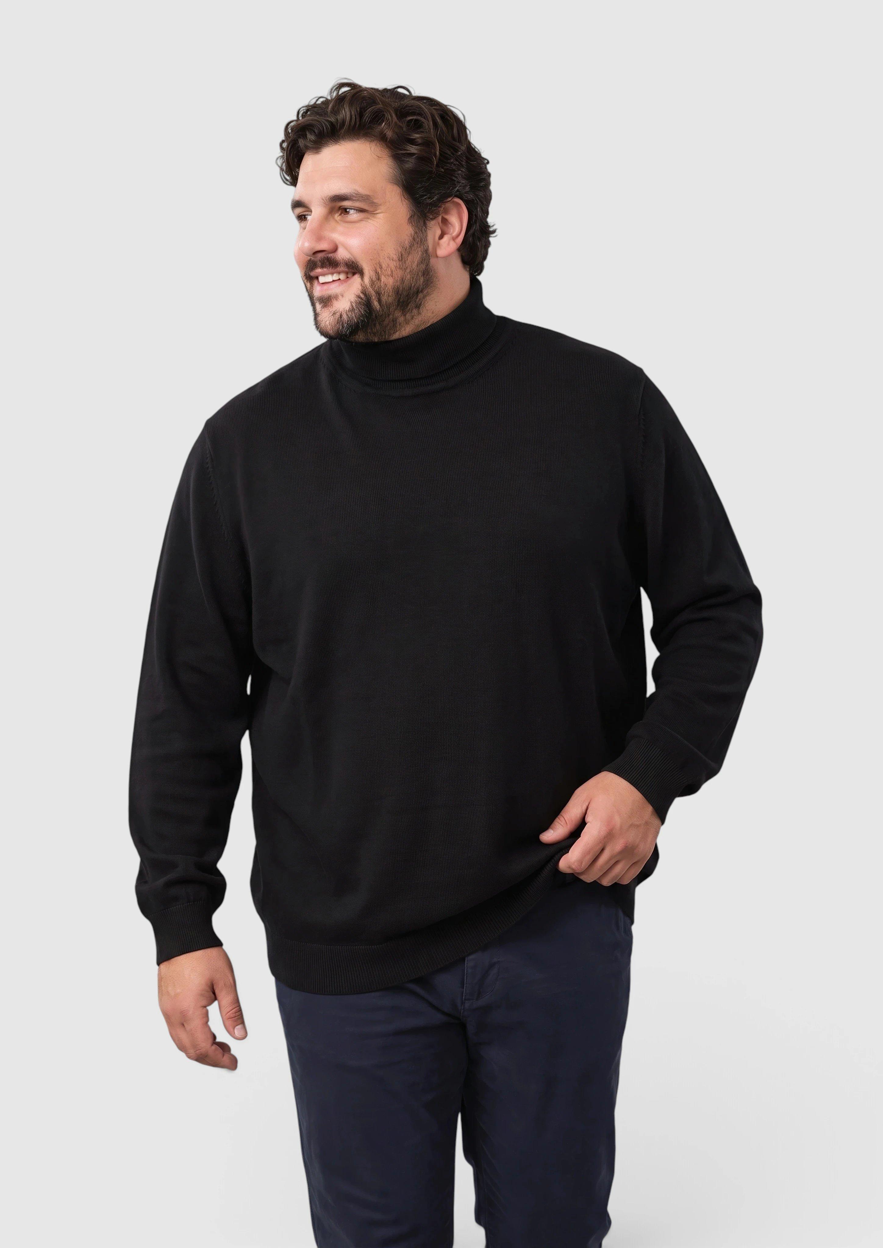 Rollkragenpullover aus 100% Baumwolle in Farbe schwarz von s.Oliver Men Big Sizes