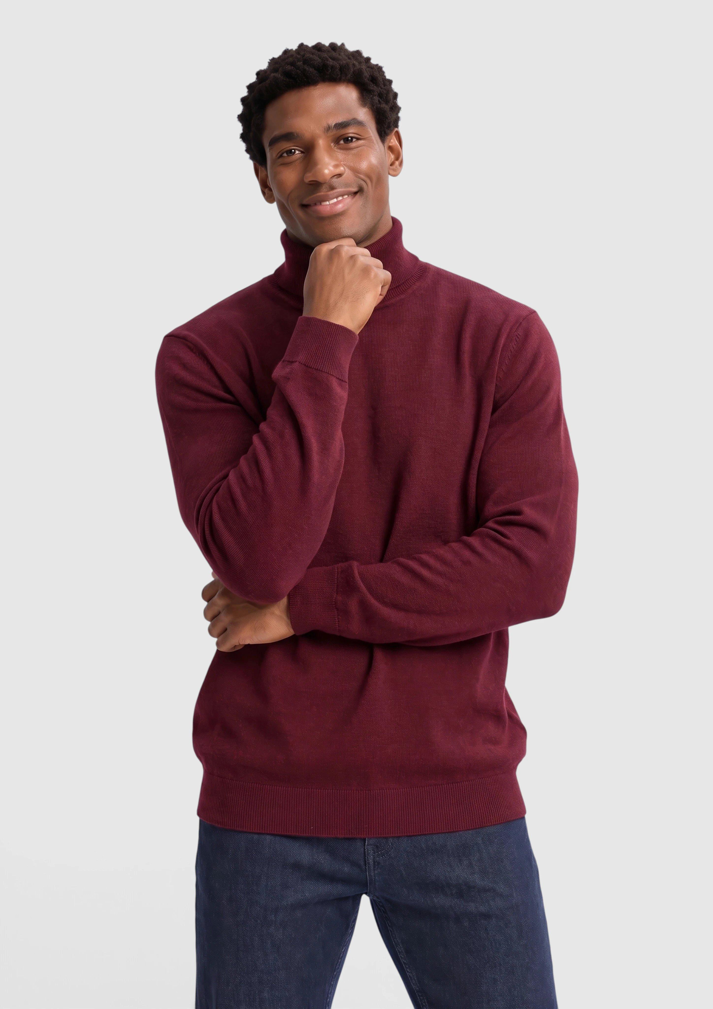 100% cotton turtleneck sweater in bordeaux by s.Oliver Men Tall Sizes