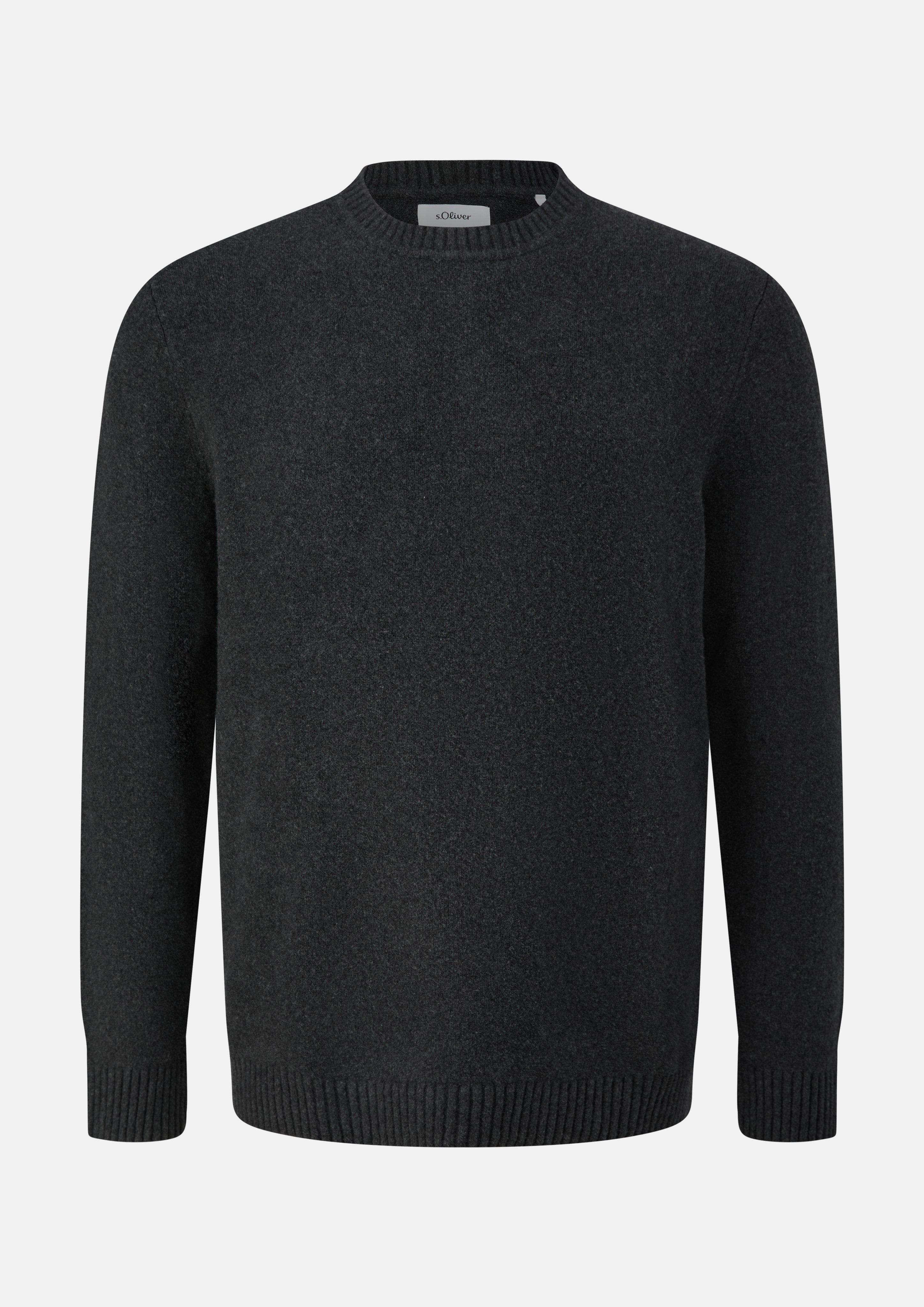Men Knitted pullover in black by s.Oliver Men Big Sizes