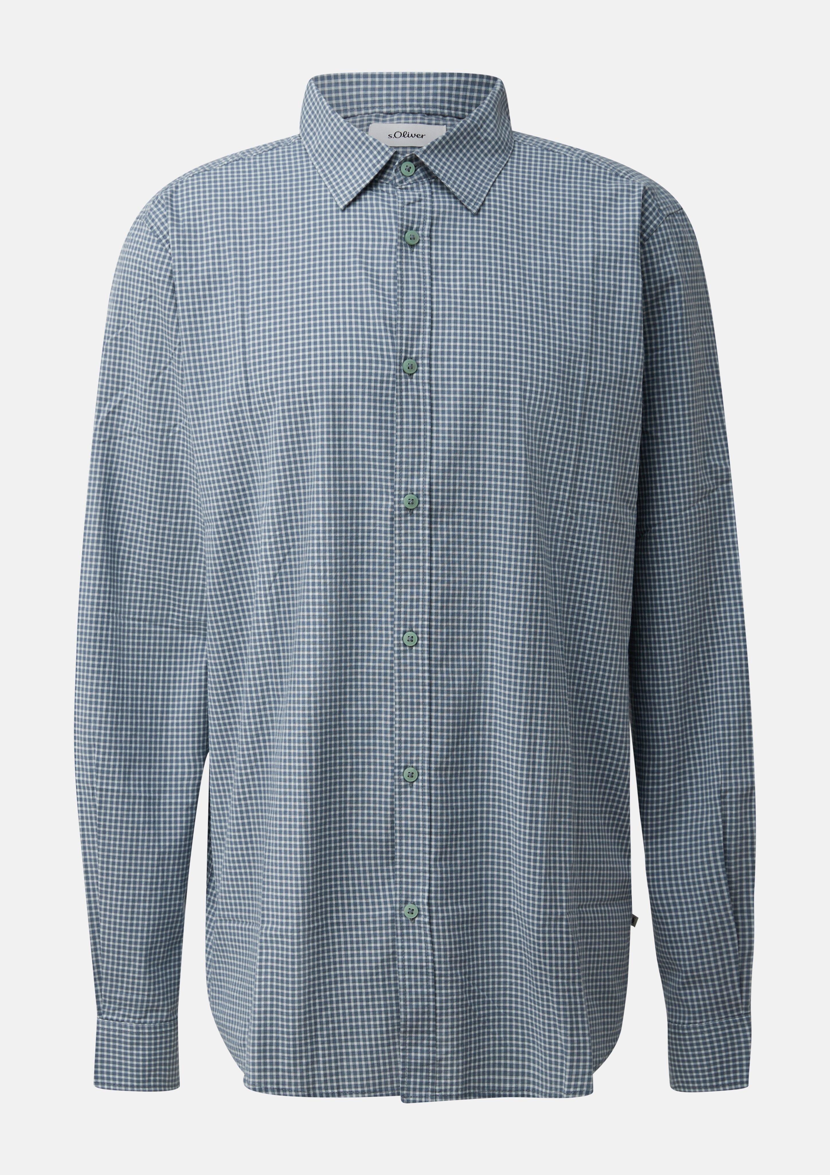 Regular Fit: Kariertes Hemd mit Kentkragen in Farbe blau von s.Oliver Men Tall Sizes