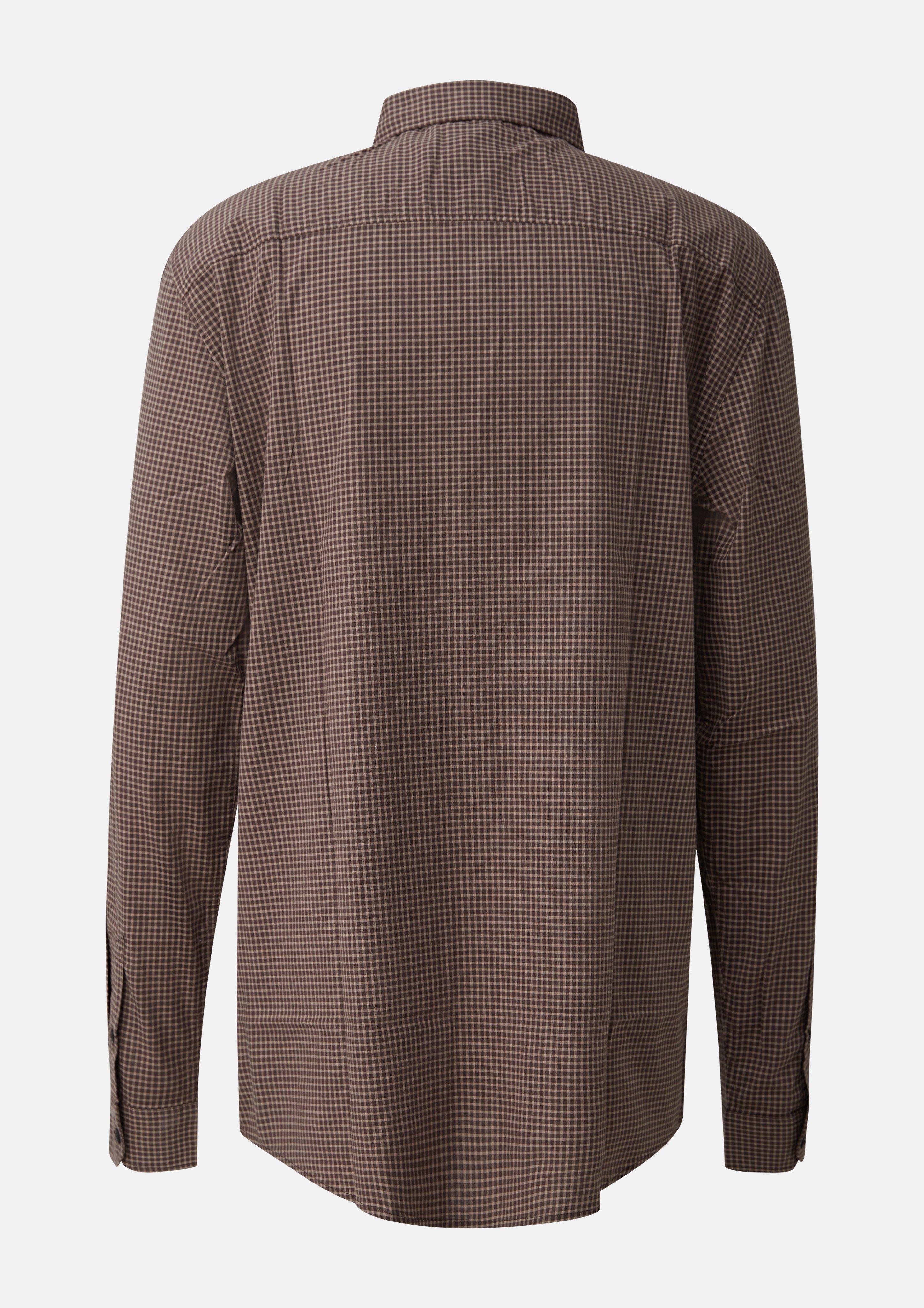 Herren Regular Fit: Kariertes Hemd mit Kentkragen in braun von s.Oliver Men Tall Sizes