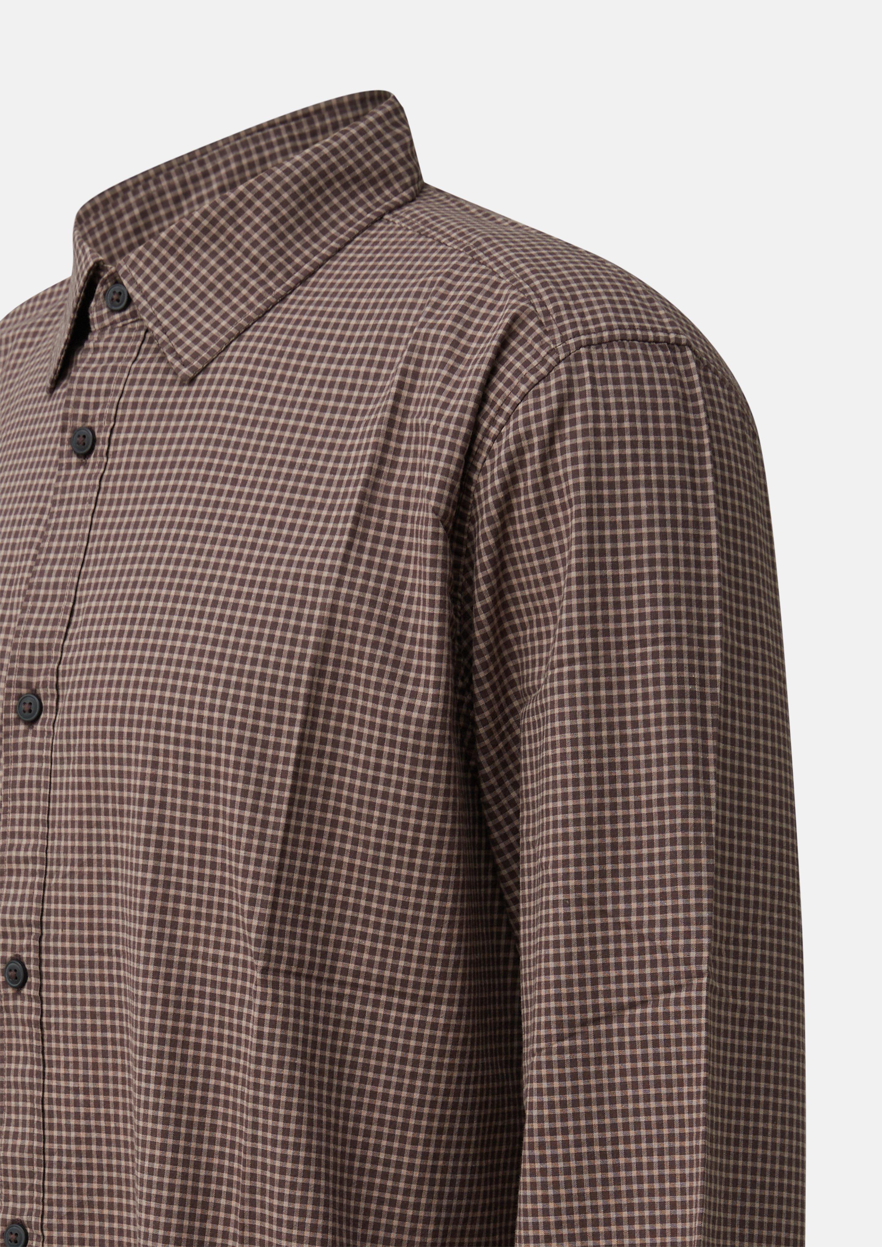 Herren Regular Fit: Kariertes Hemd mit Kentkragen in braun von s.Oliver Men Tall Sizes