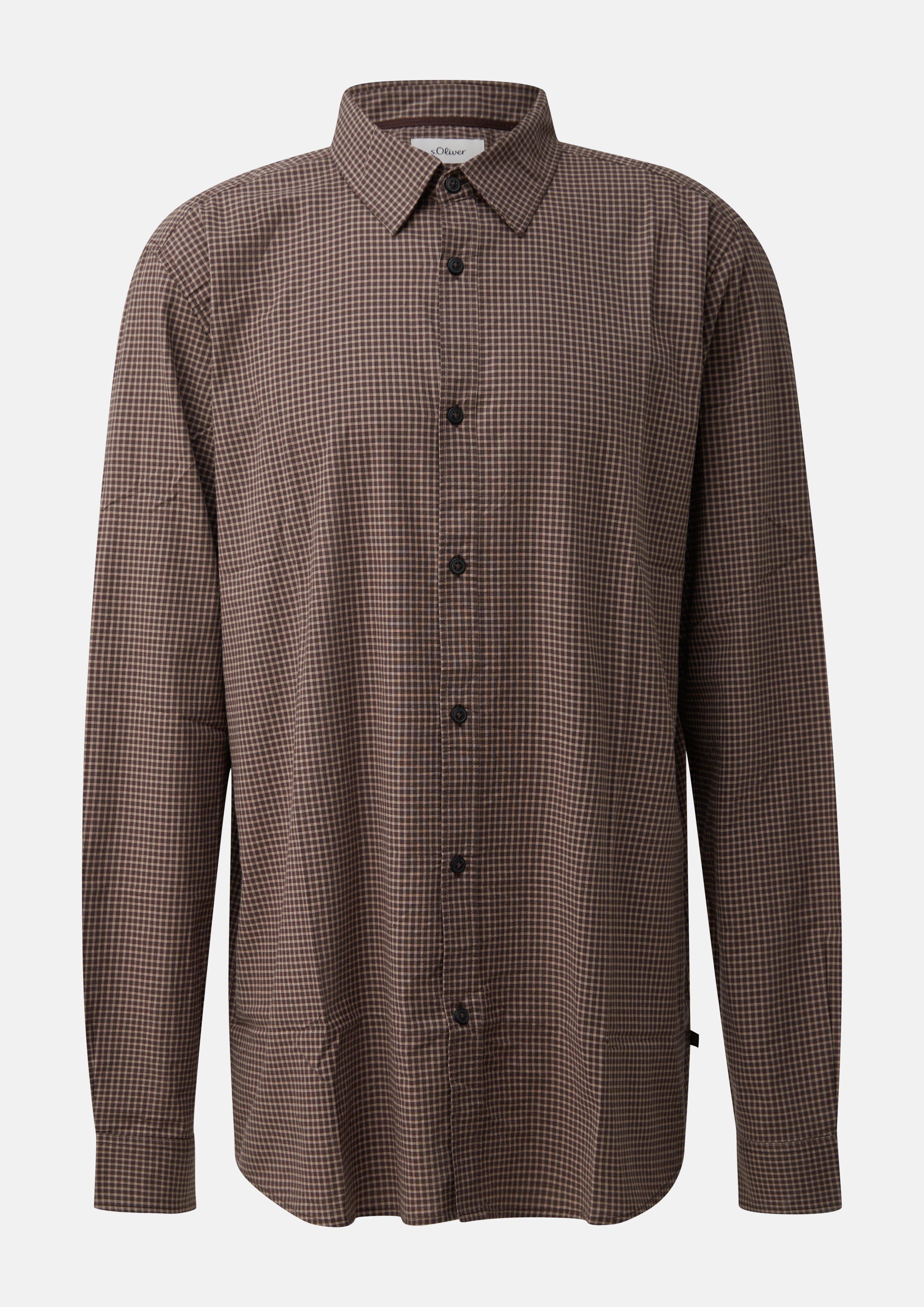 Herren Regular Fit: Kariertes Hemd mit Kentkragen in braun von s.Oliver Men Tall Sizes