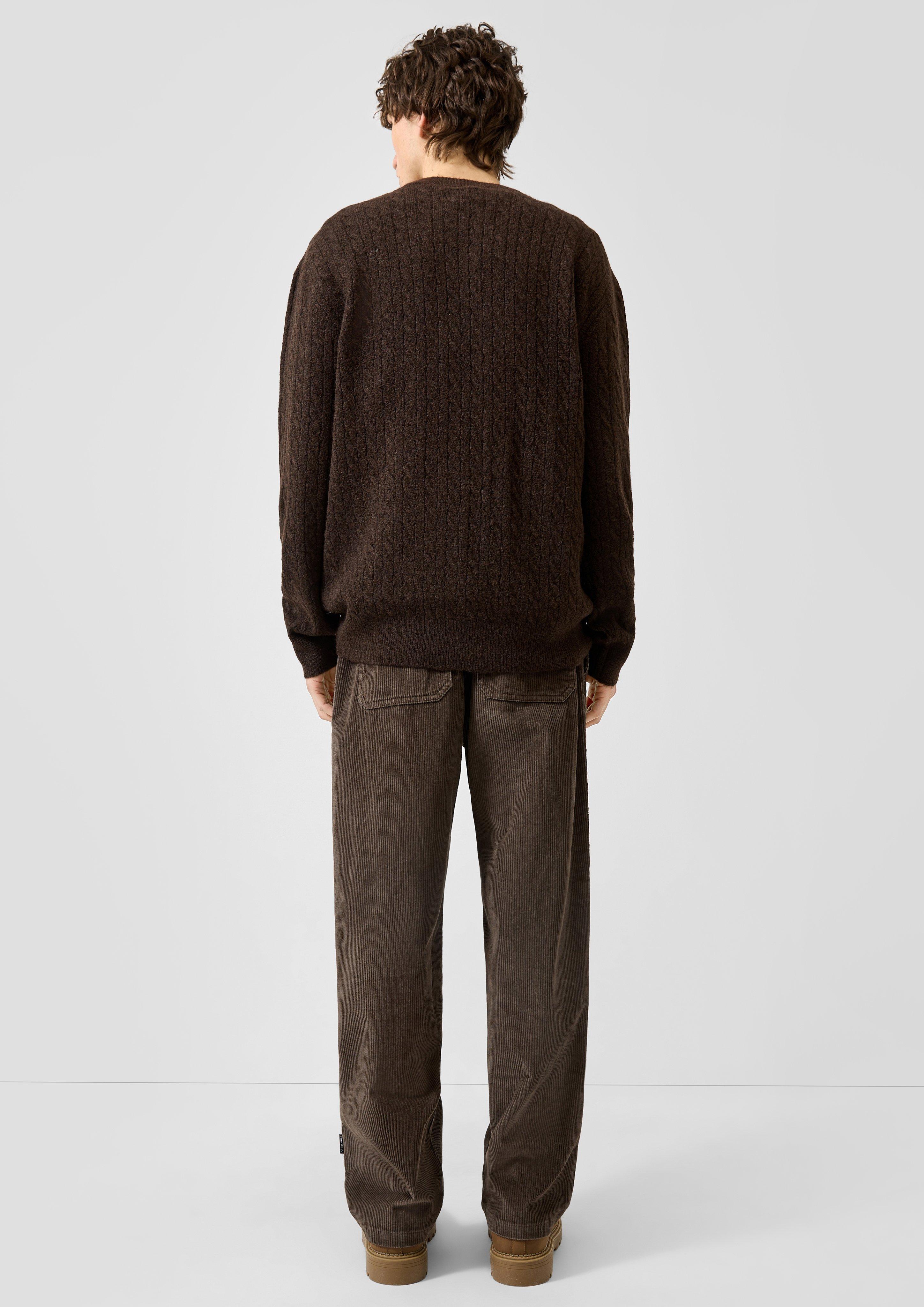 Hommes Pull en tricot en brun de QS