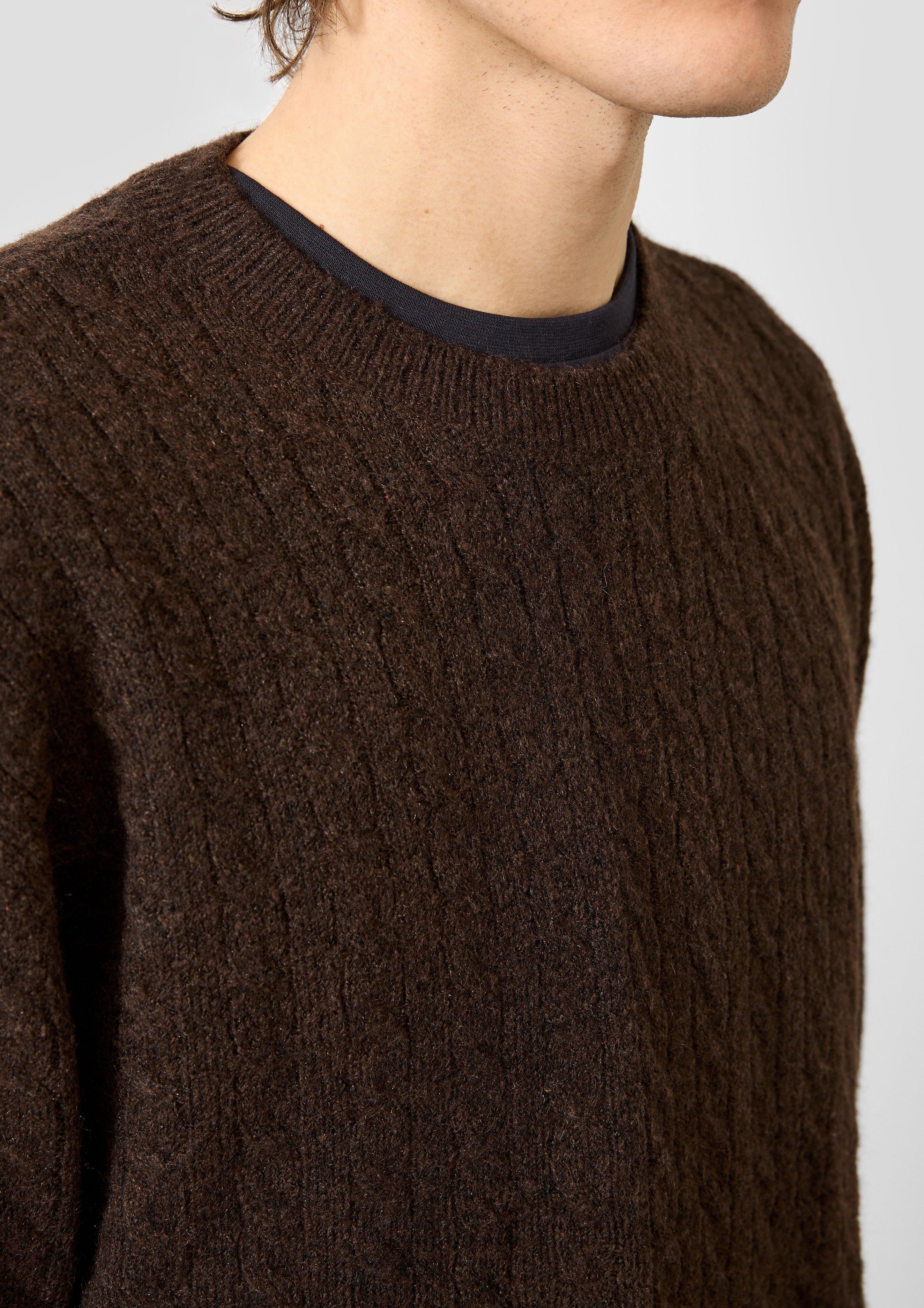 Hommes Pull en tricot en brun de QS
