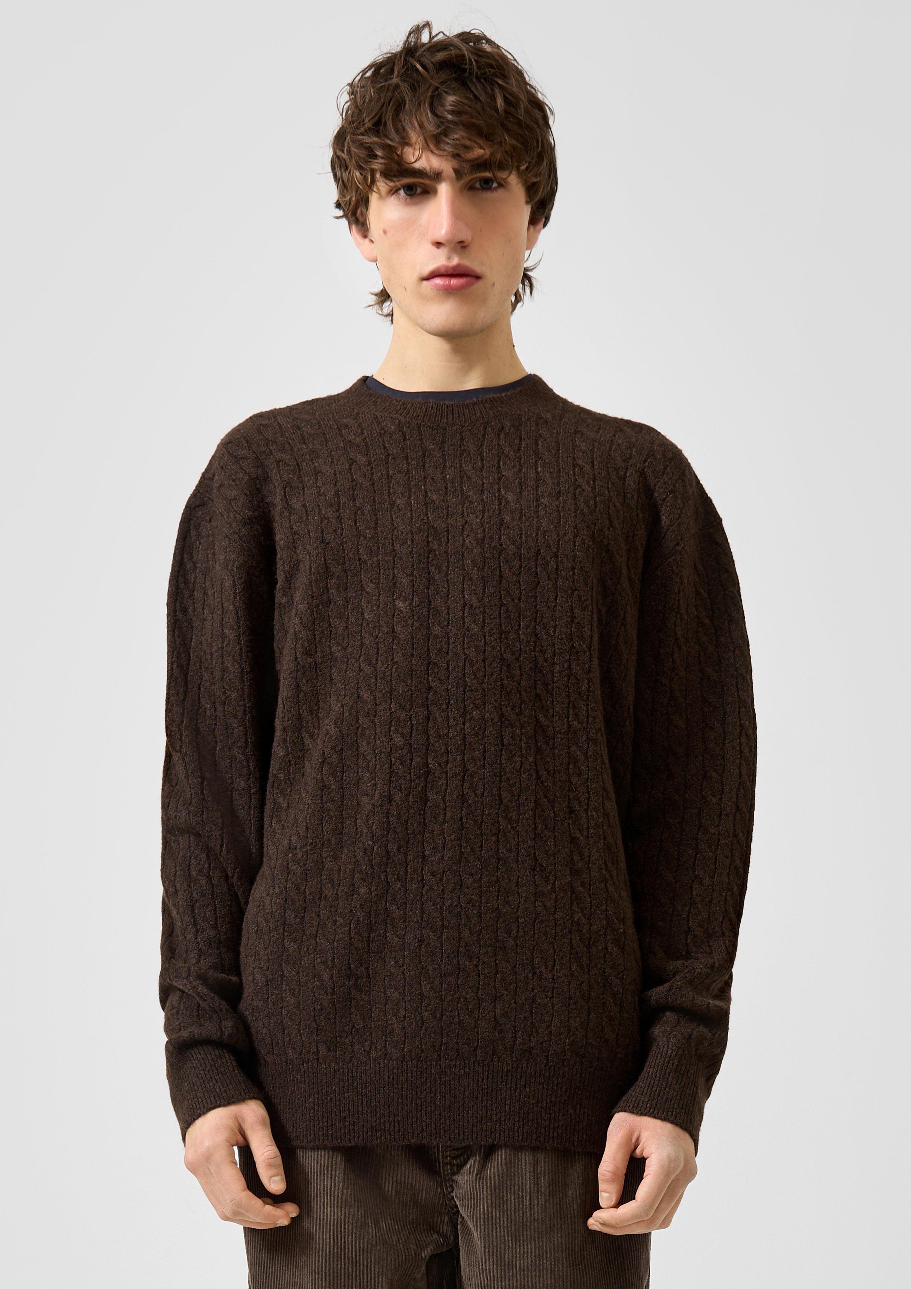 Hommes Pull en tricot en brun de QS