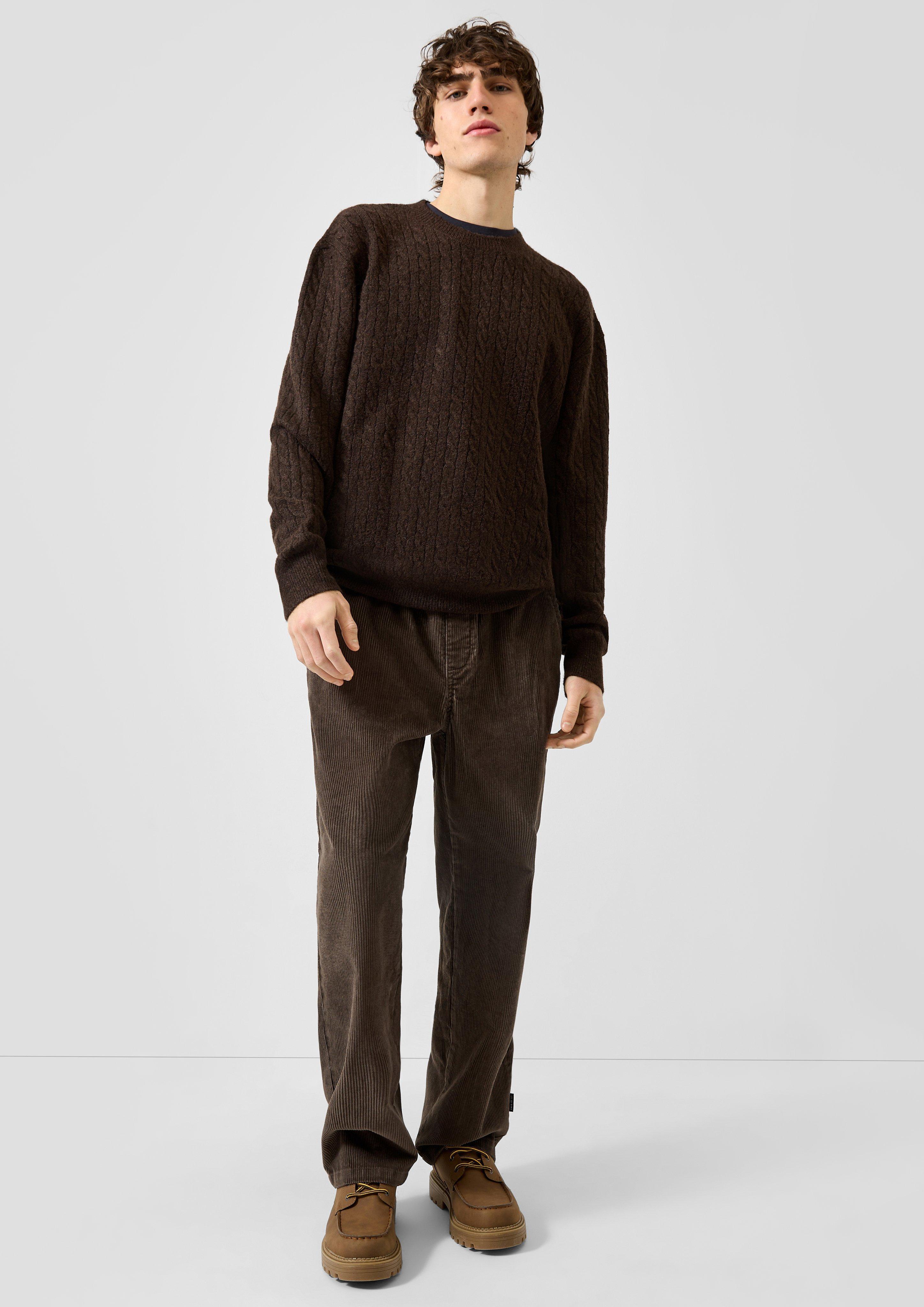 Hommes Pull en tricot en brun de QS