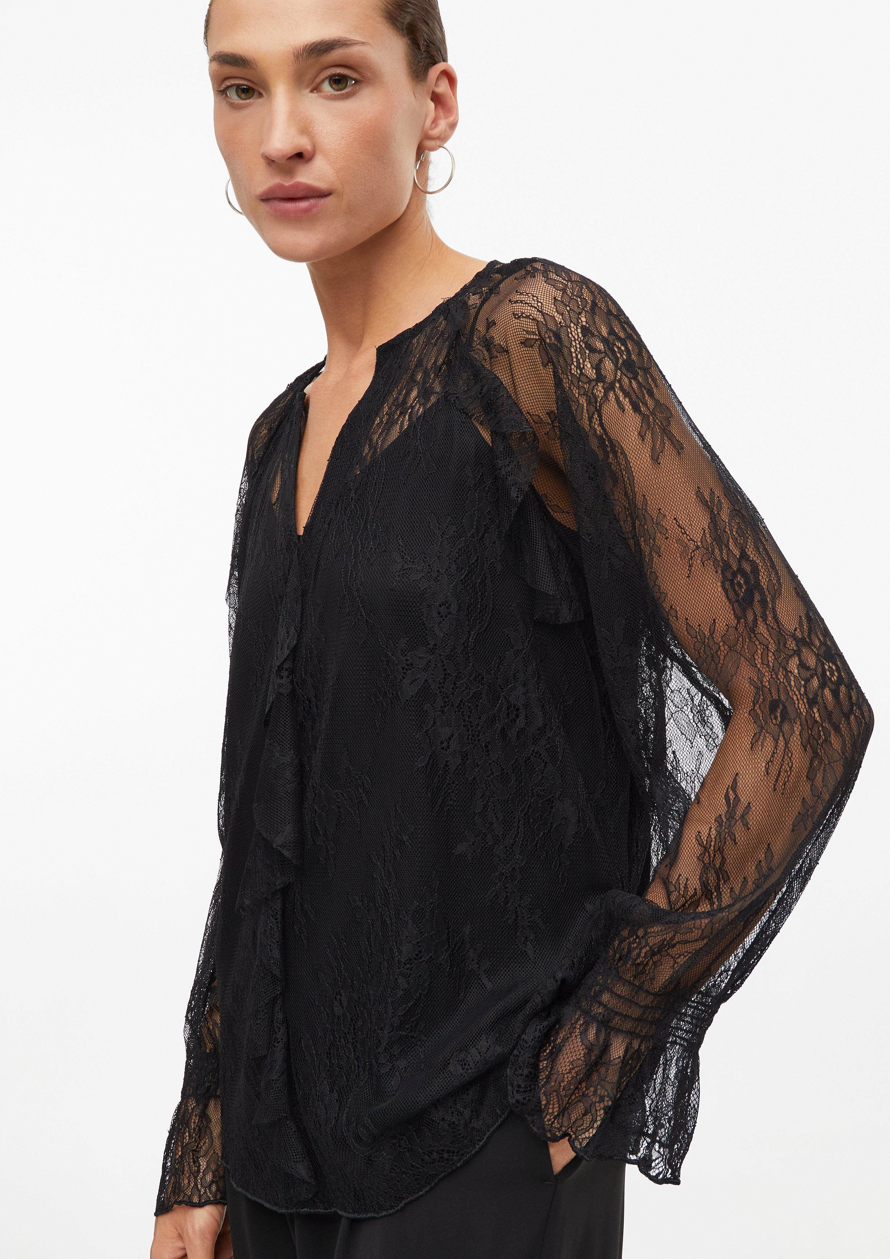 Dames Kanten blouse met topje in zwart van s.Oliver BLACK LABEL