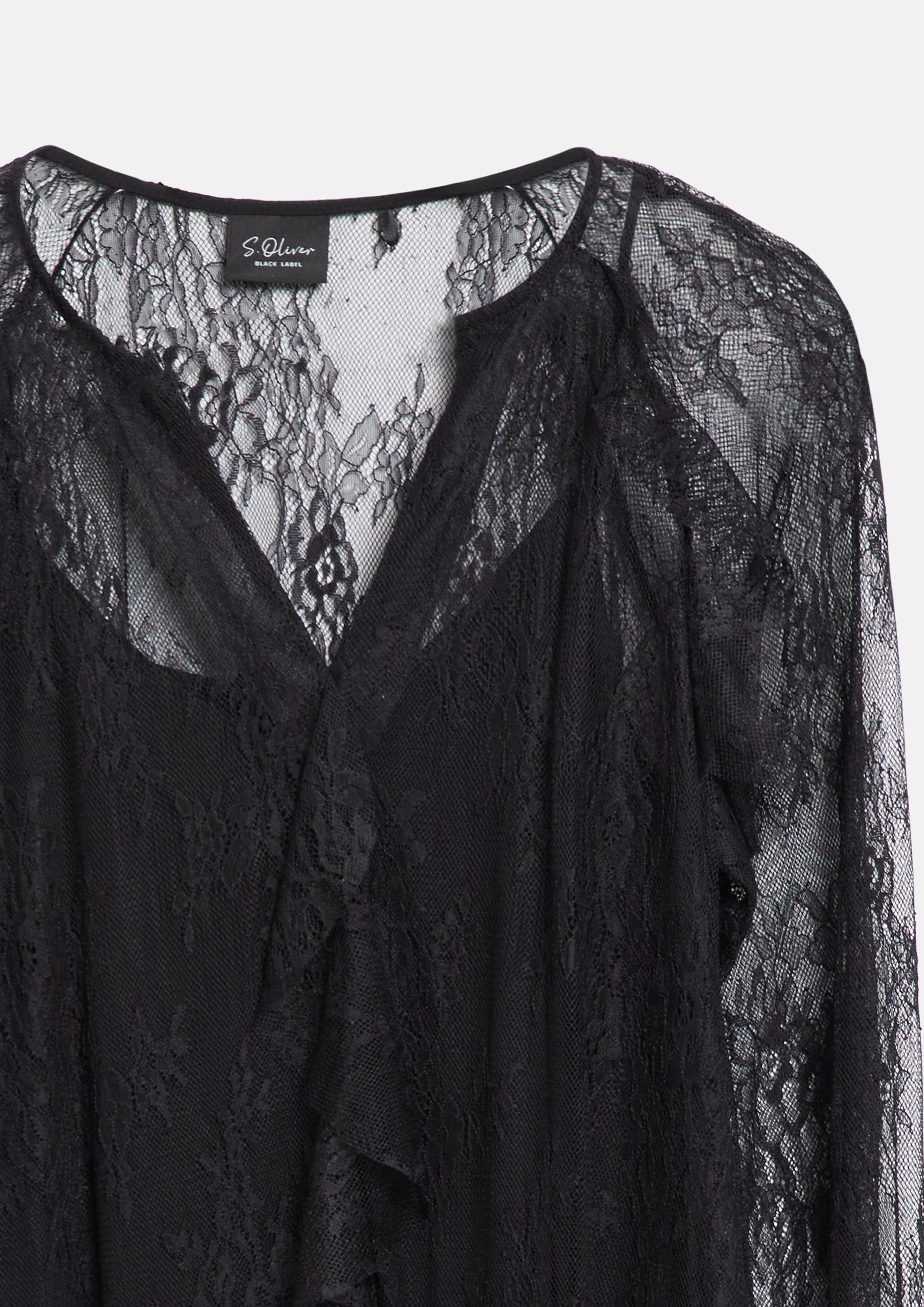 Dames Kanten blouse met topje in zwart van s.Oliver BLACK LABEL