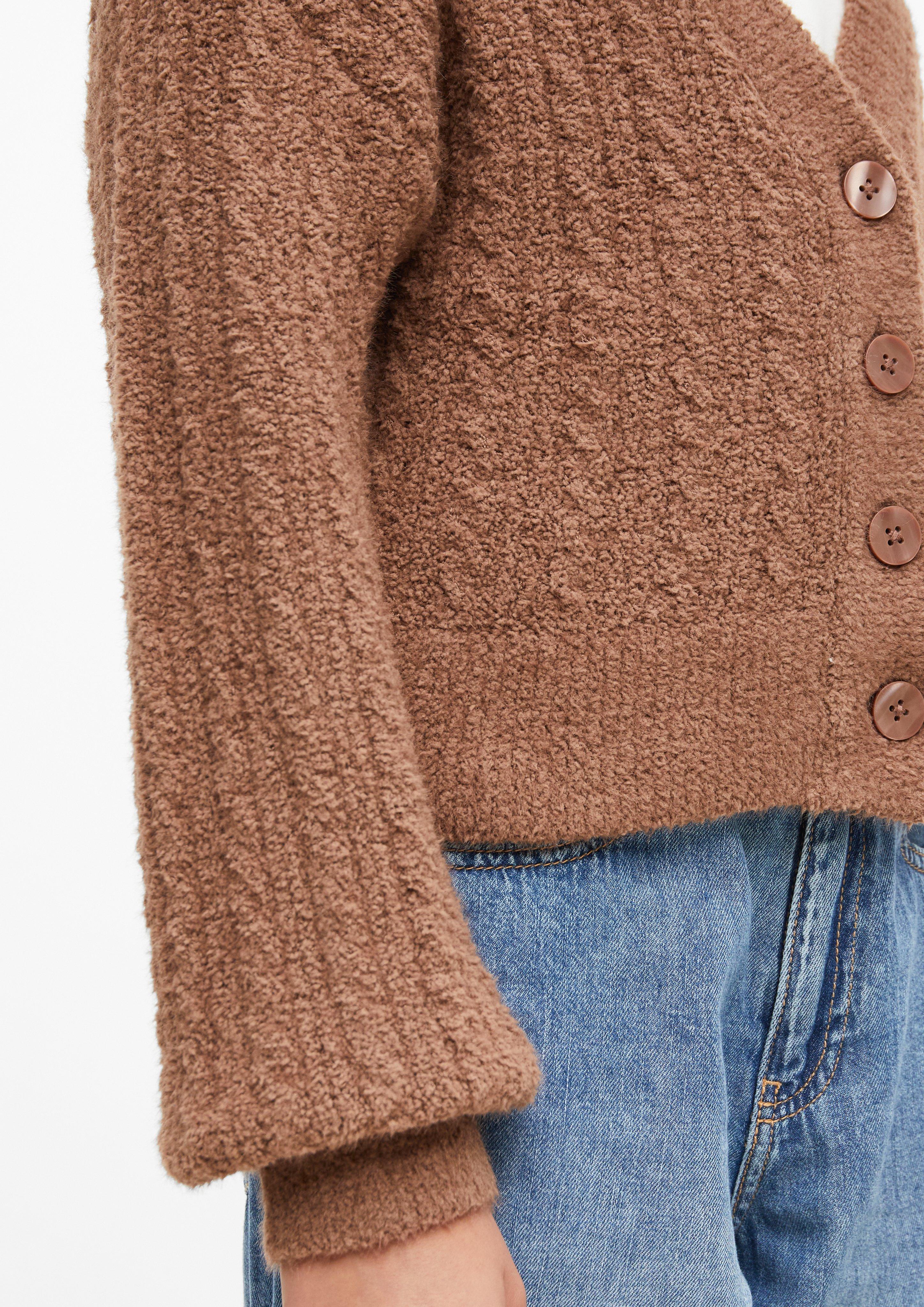 Junior Cardigan douillet au motif torsadé en brun de s.Oliver