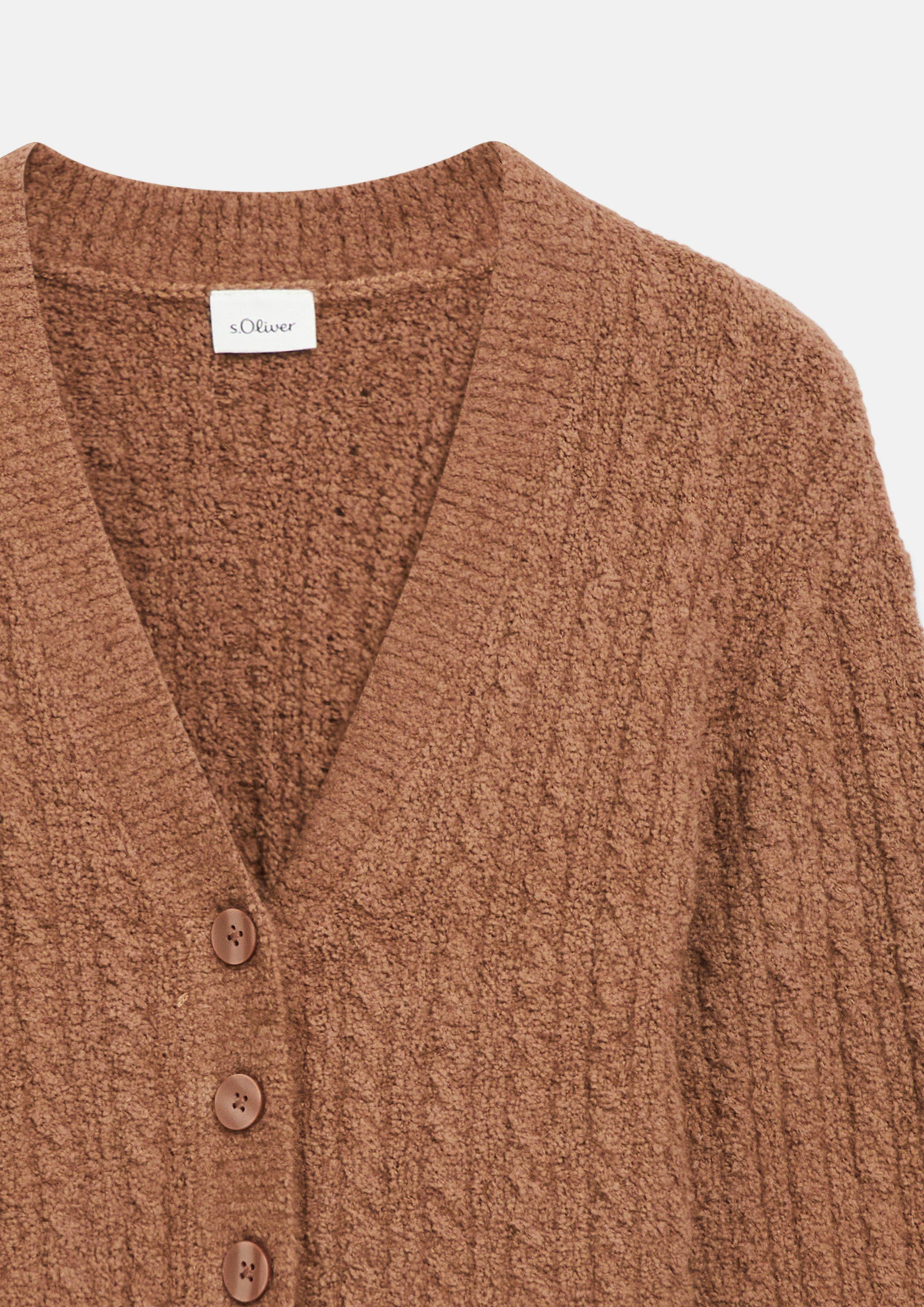 Junior Cardigan douillet au motif torsadé en brun de s.Oliver