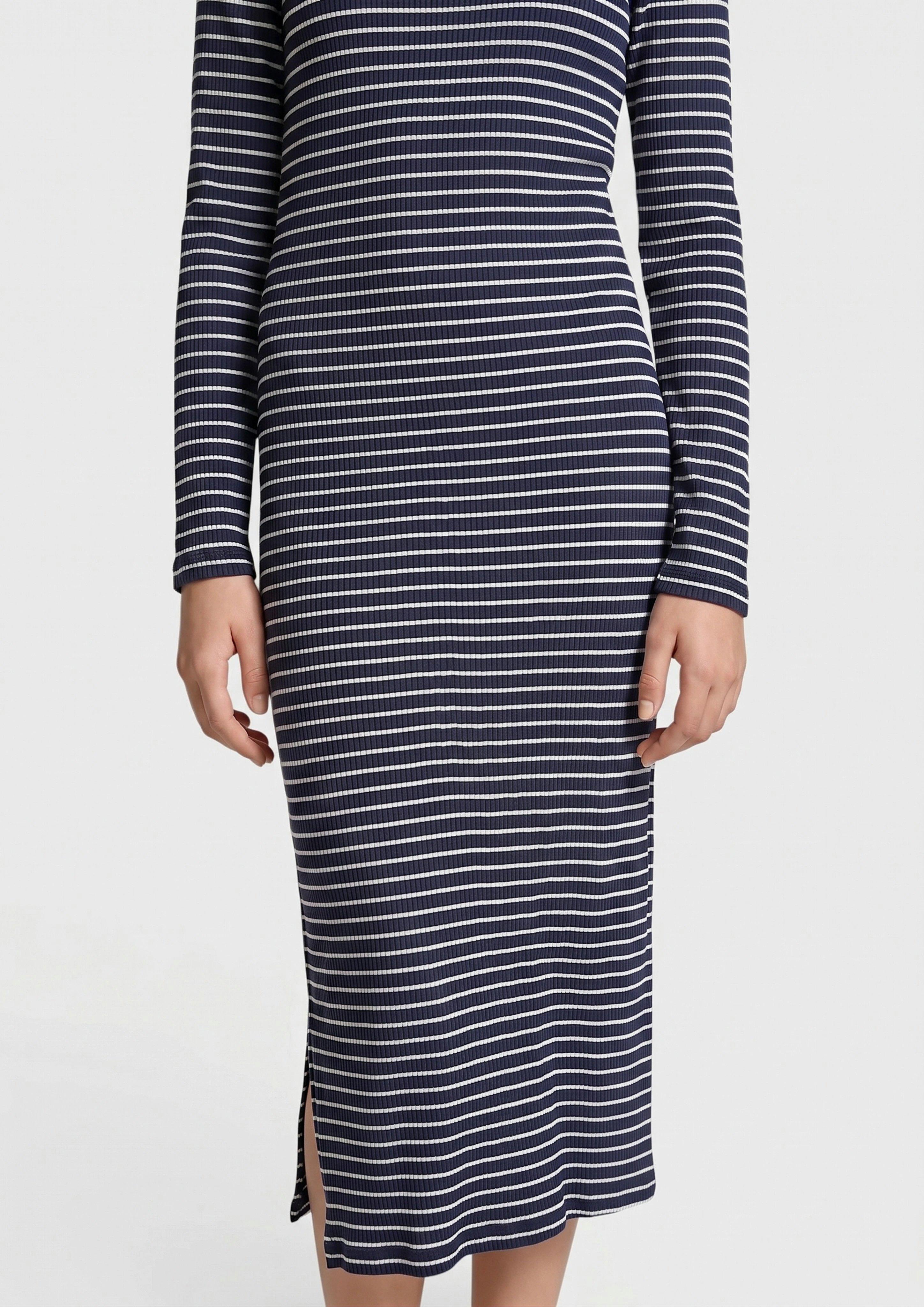 Kids Slim-fit ribbed dress with a side slit in blue by s.Oliver