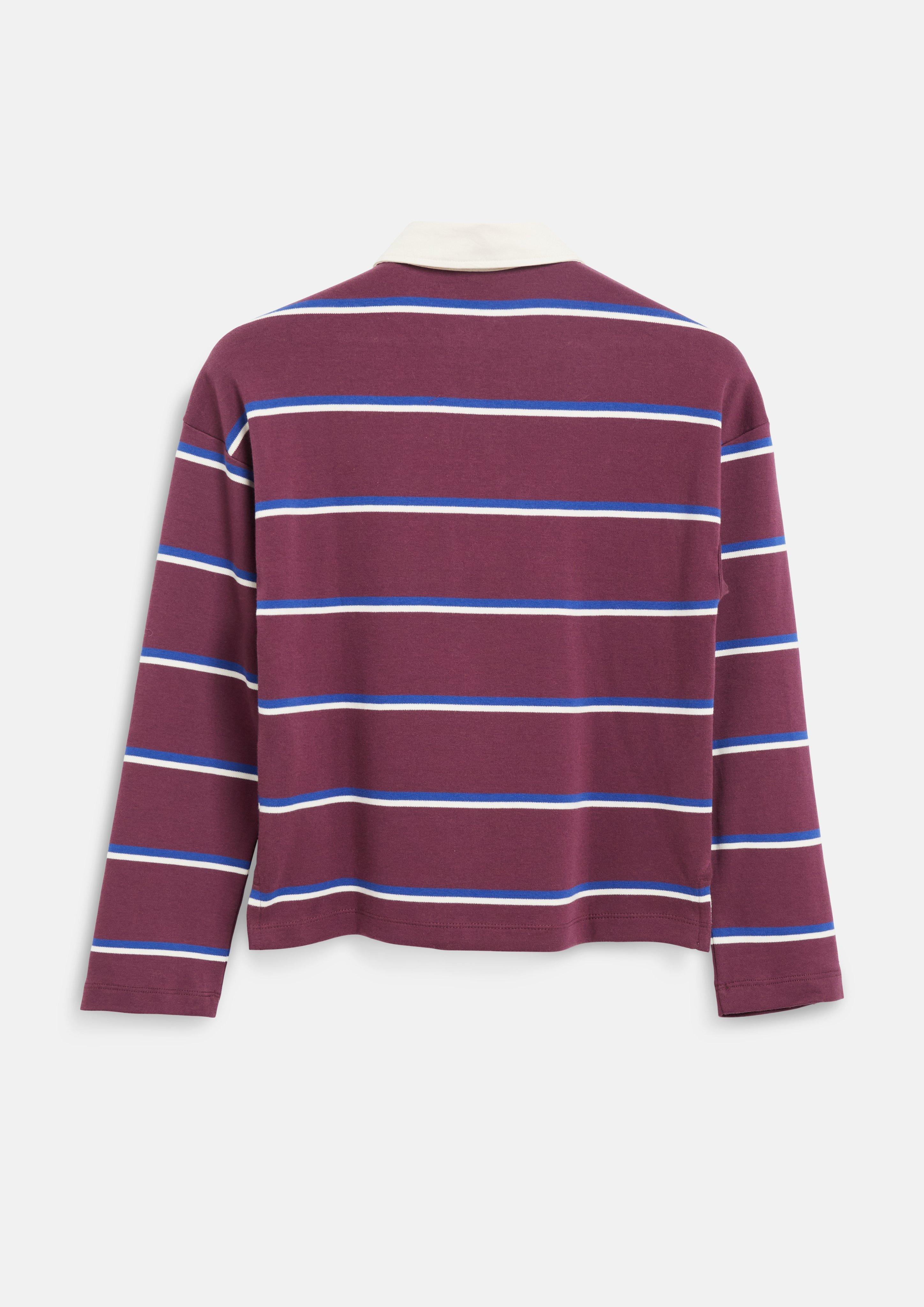 Junior Lichtgewicht sweatshirt met strepen en een polokraag in rood van s.Oliver