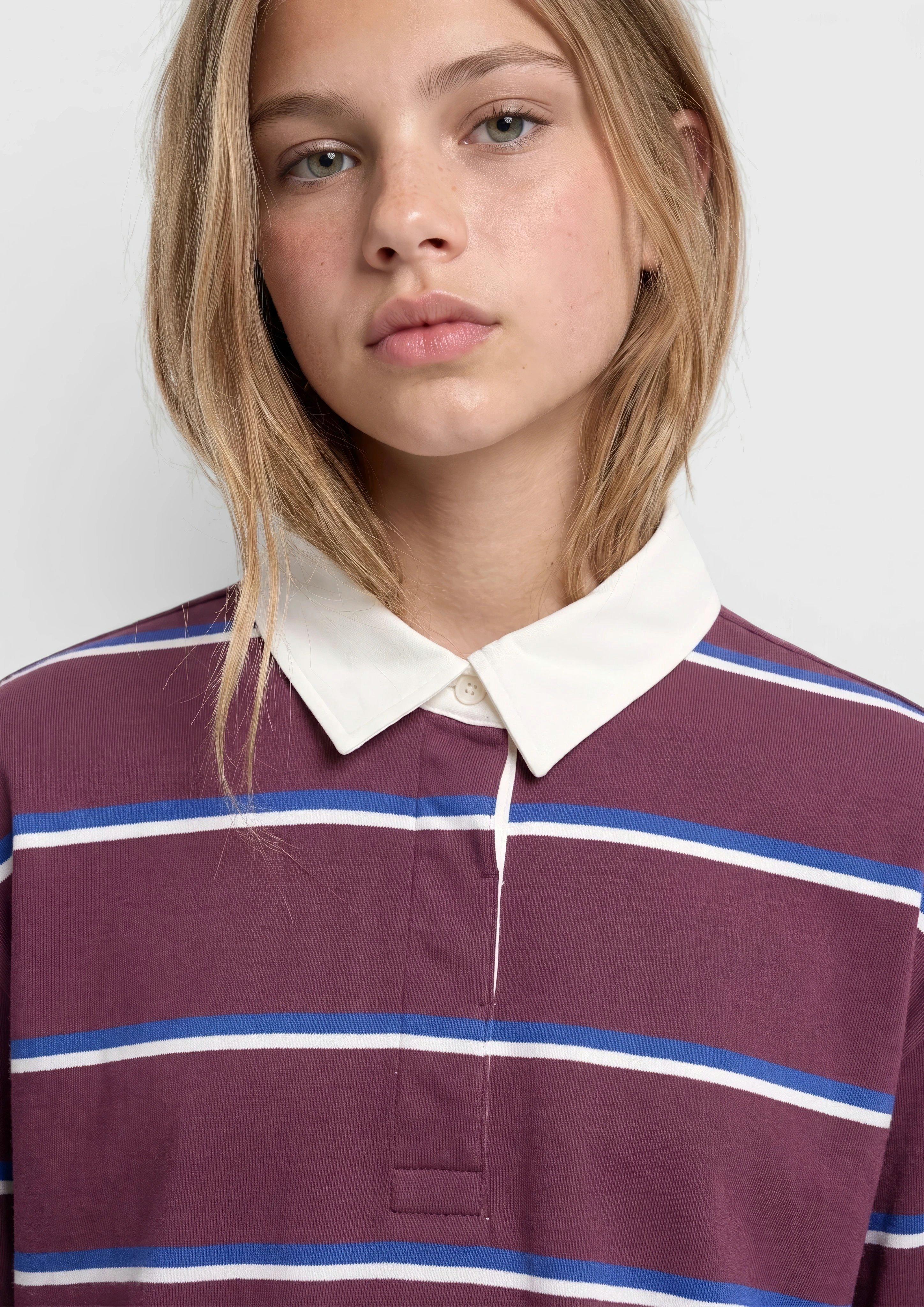 Kinder Leichtes Sweatshirt mit Streifen und Polokragen in rot von s.Oliver
