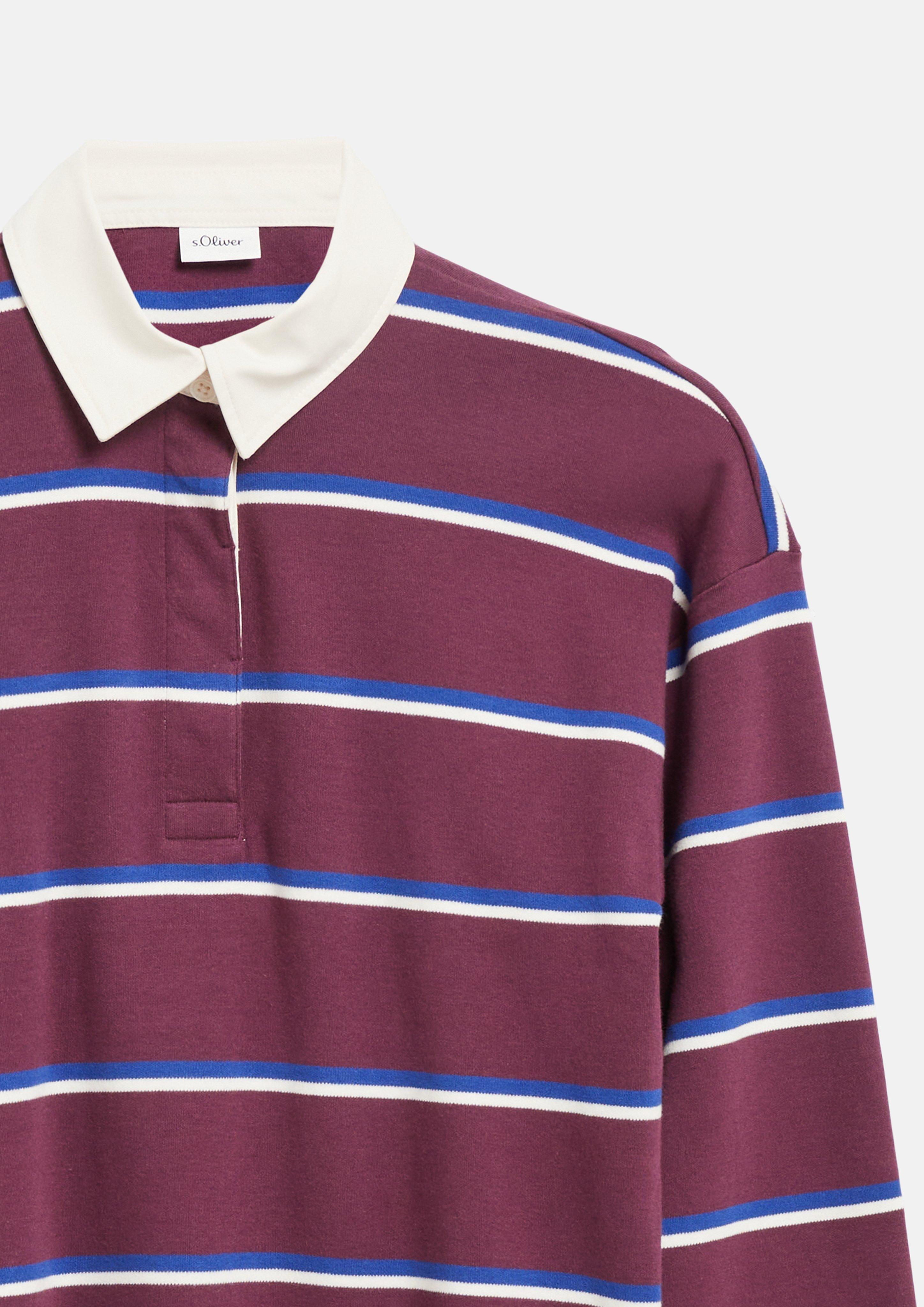 Kinder Leichtes Sweatshirt mit Streifen und Polokragen in rot von s.Oliver