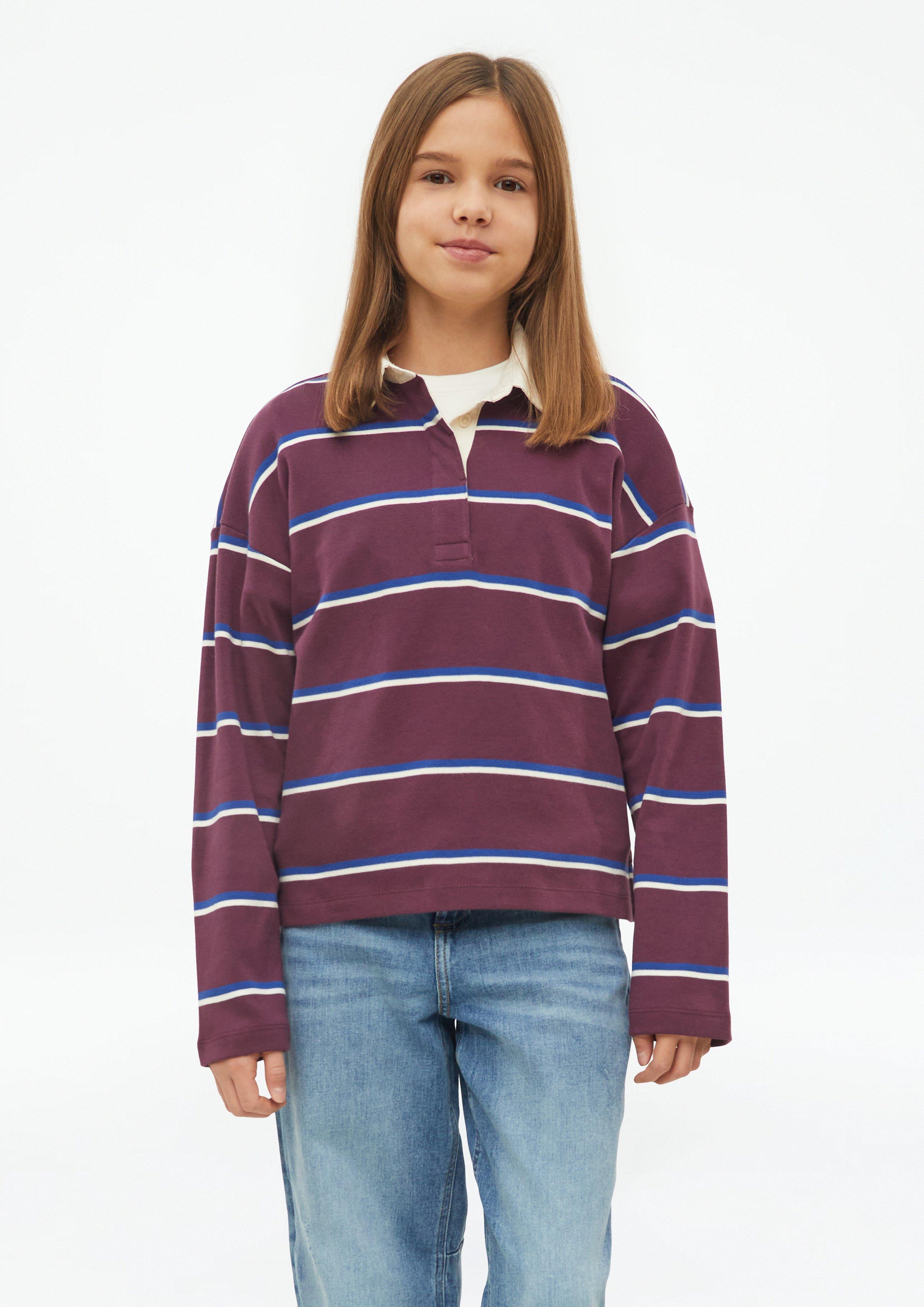 Sweat-shirt léger à rayures et col polo en bordeaux de s.Oliver