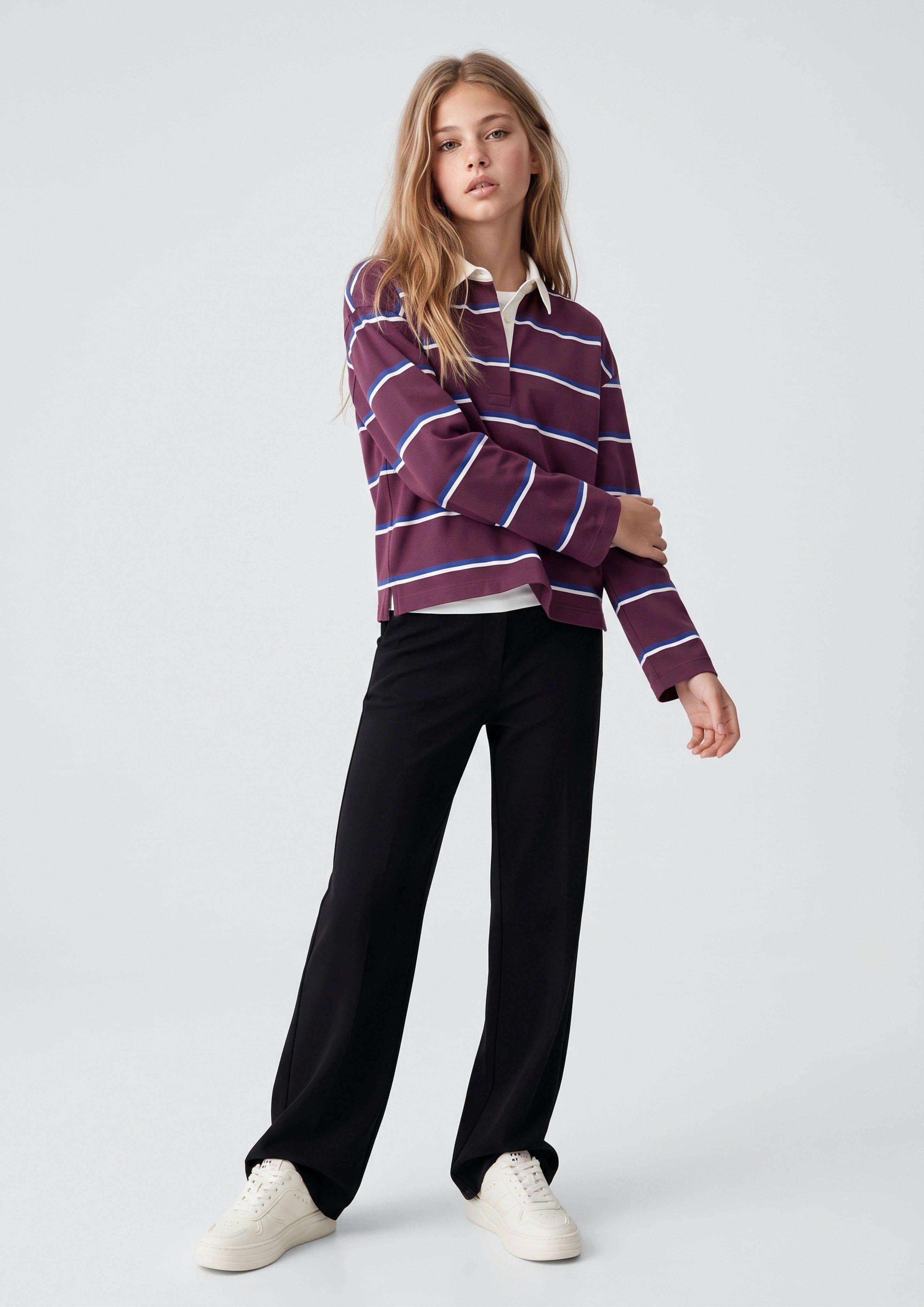 Kinder Leichtes Sweatshirt mit Streifen und Polokragen in rot von s.Oliver