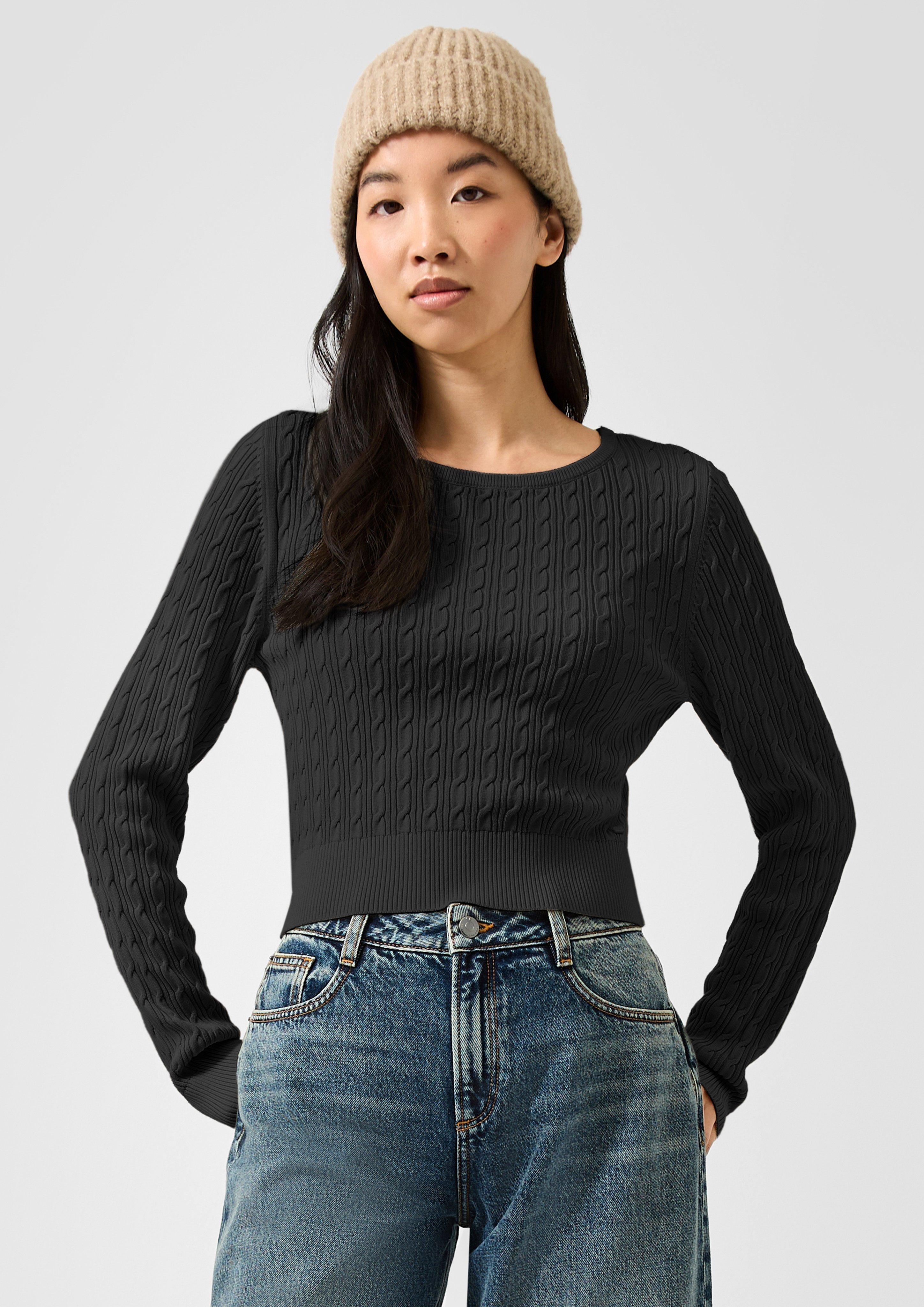 Strickpullover in Farbe schwarz von QS