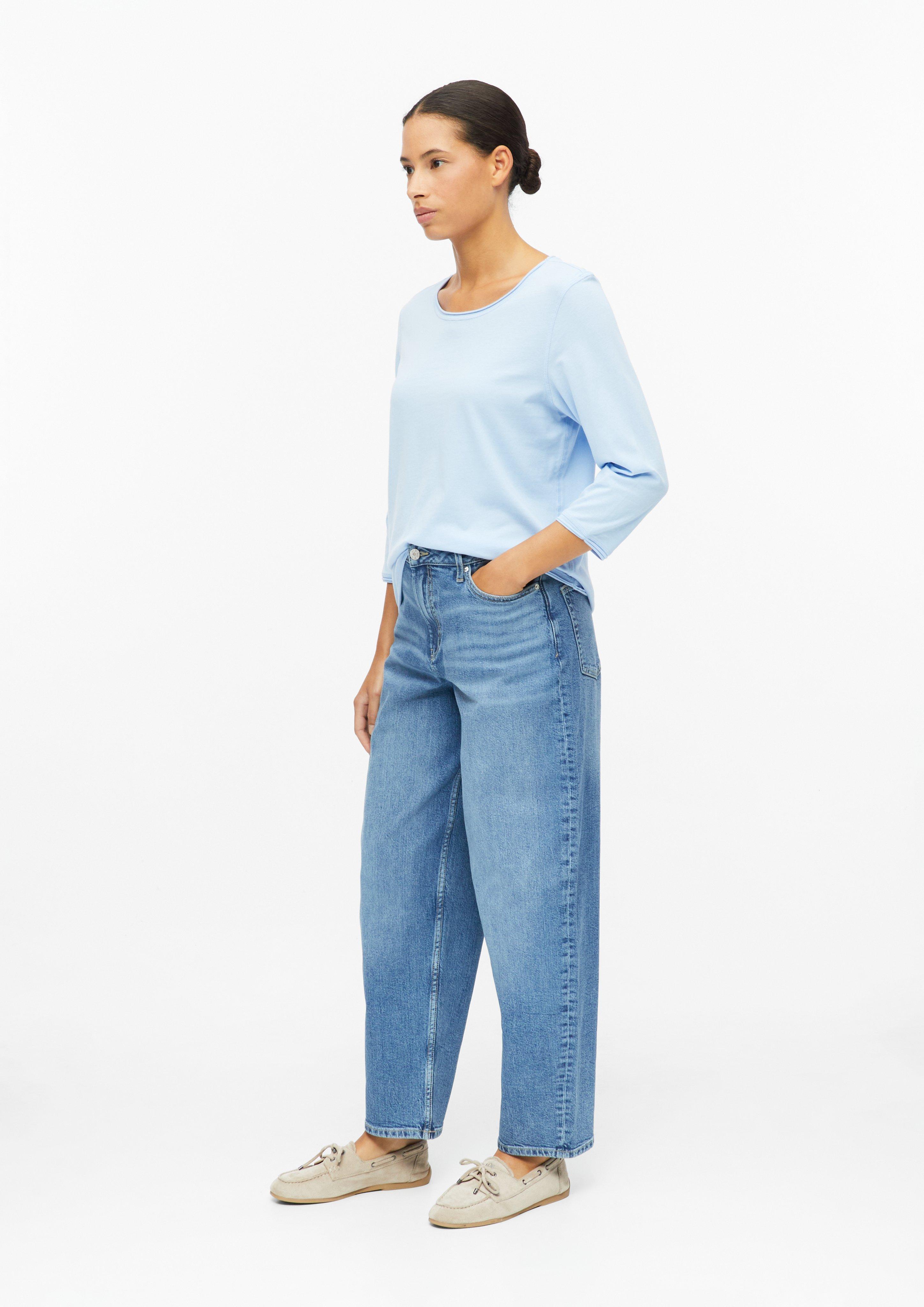 Dames Zacht T-shirt met gerolde zoom in relaxed fit in blauw van s.Oliver