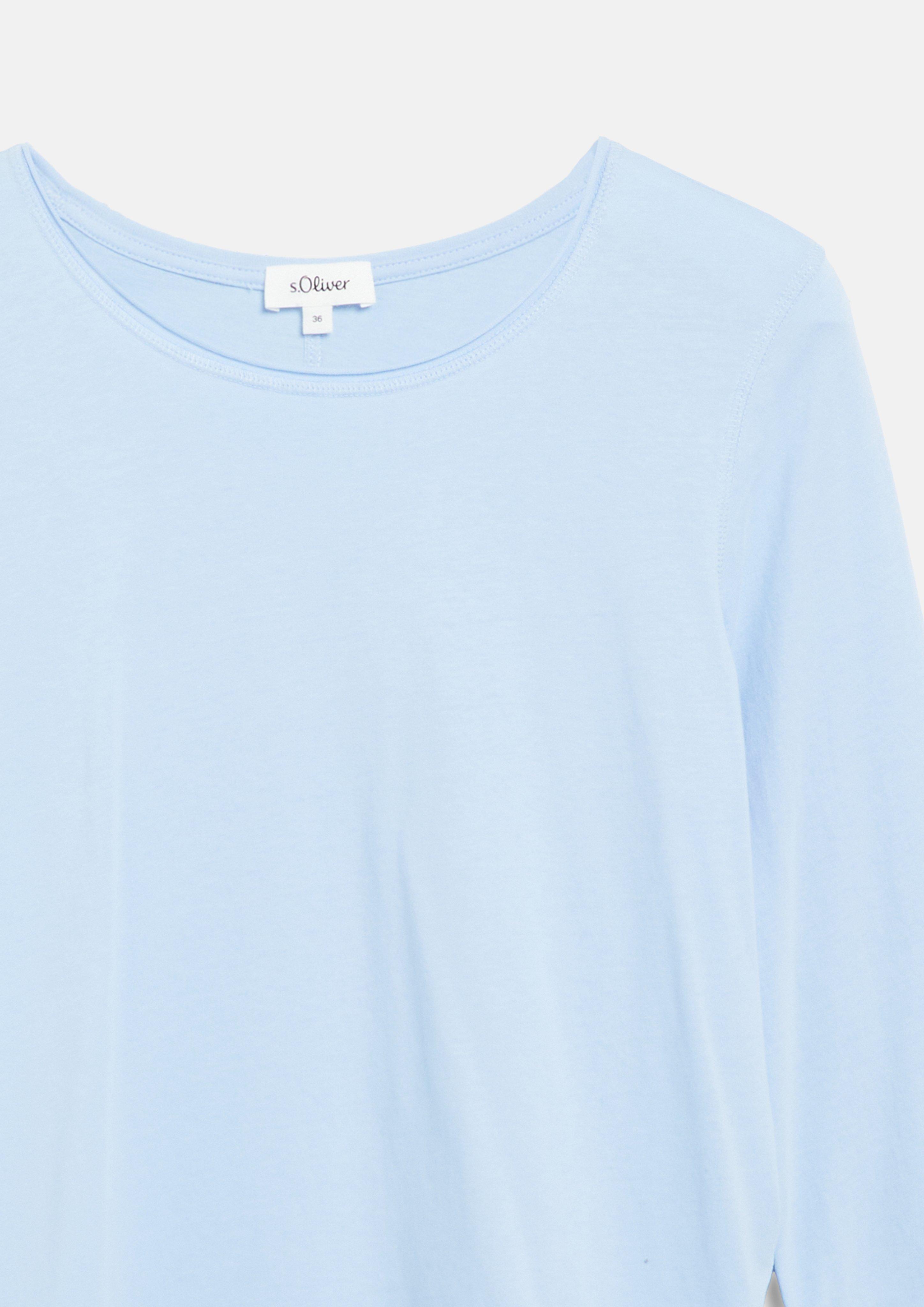 Dames Zacht T-shirt met gerolde zoom in relaxed fit in blauw van s.Oliver
