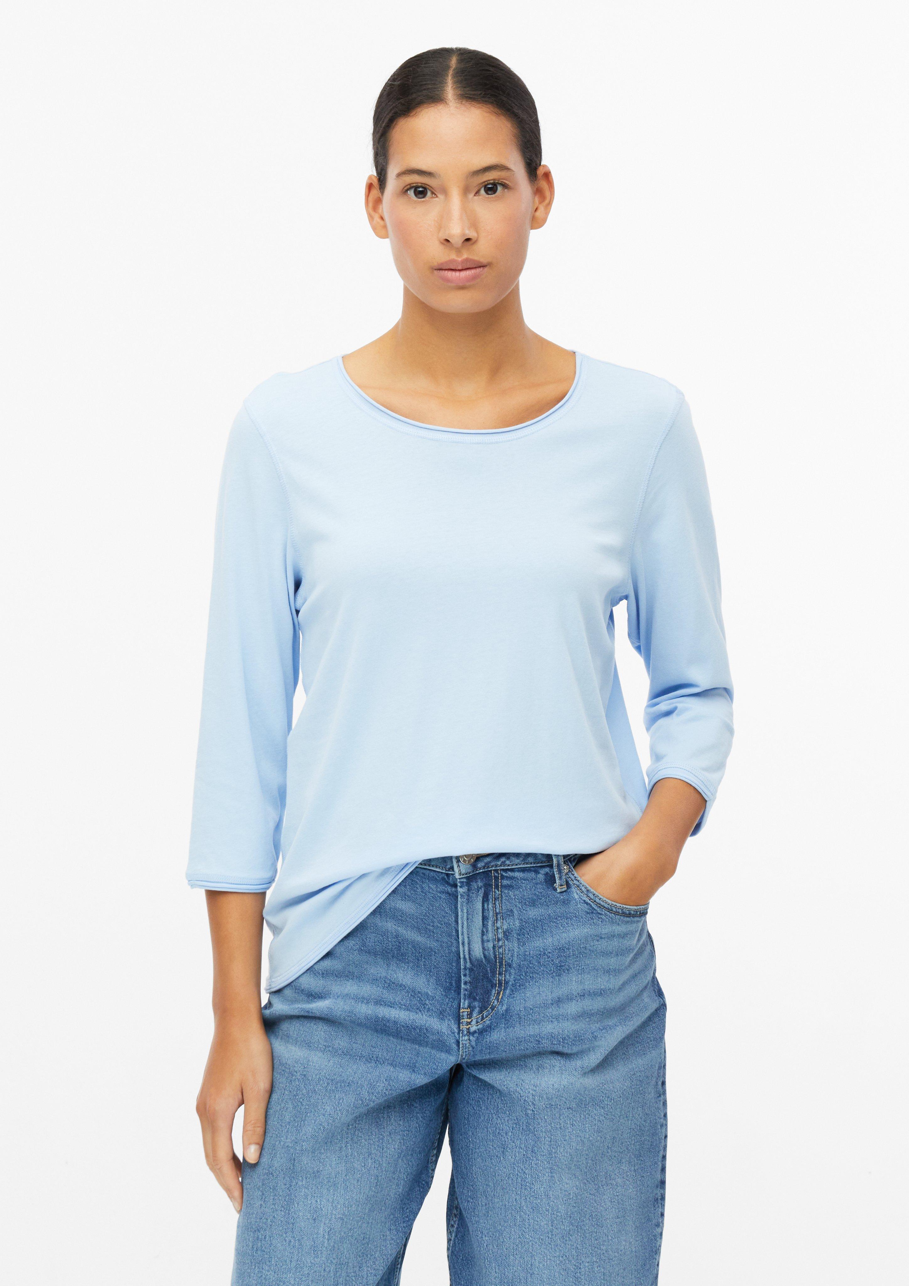 T-shirt doux à ourlet roulé, coupe décontractée en bleu clair de s.Oliver