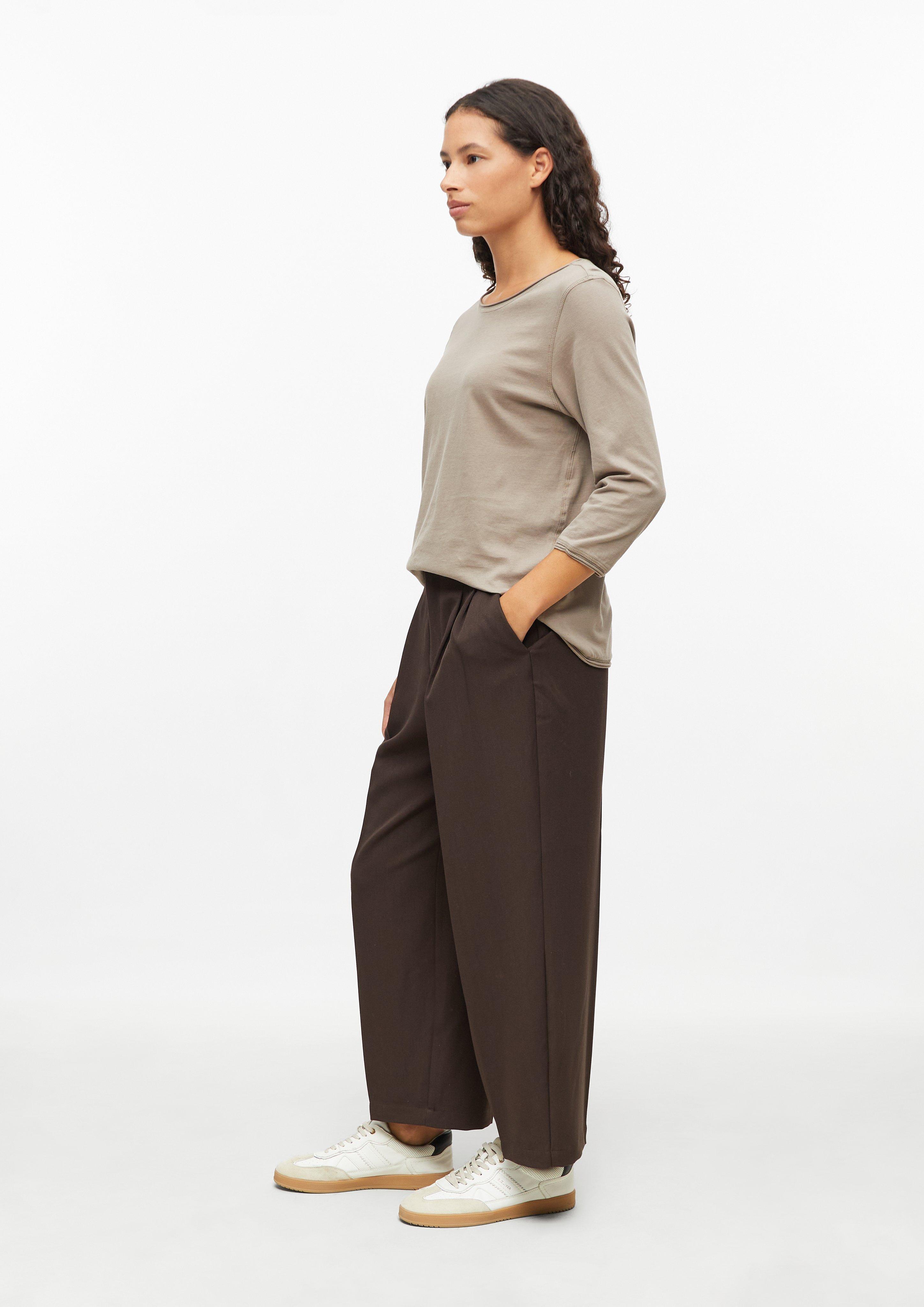 Dames Zacht T-shirt met gerolde zoom in relaxed fit in bruin van s.Oliver