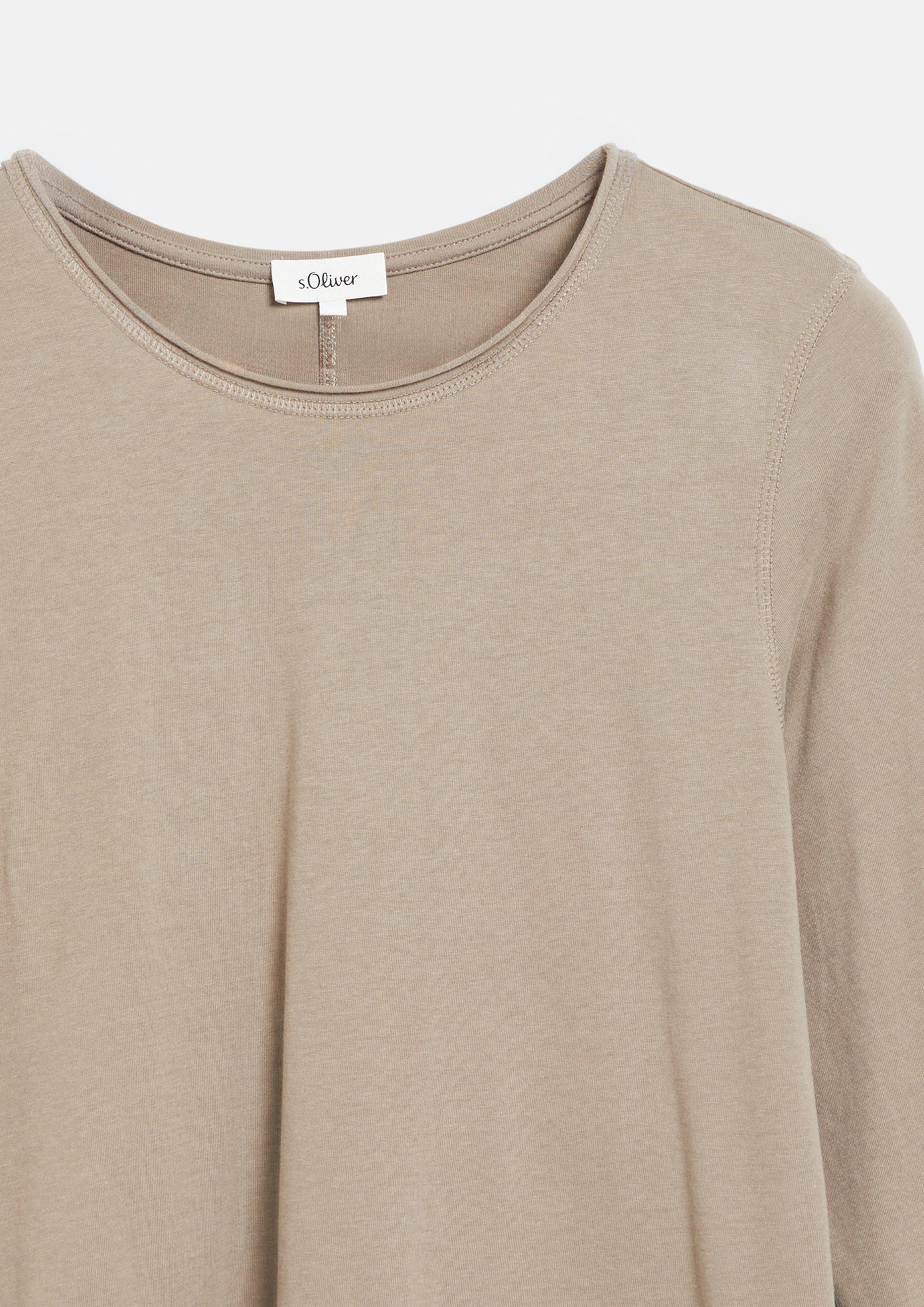 Dames Zacht T-shirt met gerolde zoom in relaxed fit in bruin van s.Oliver