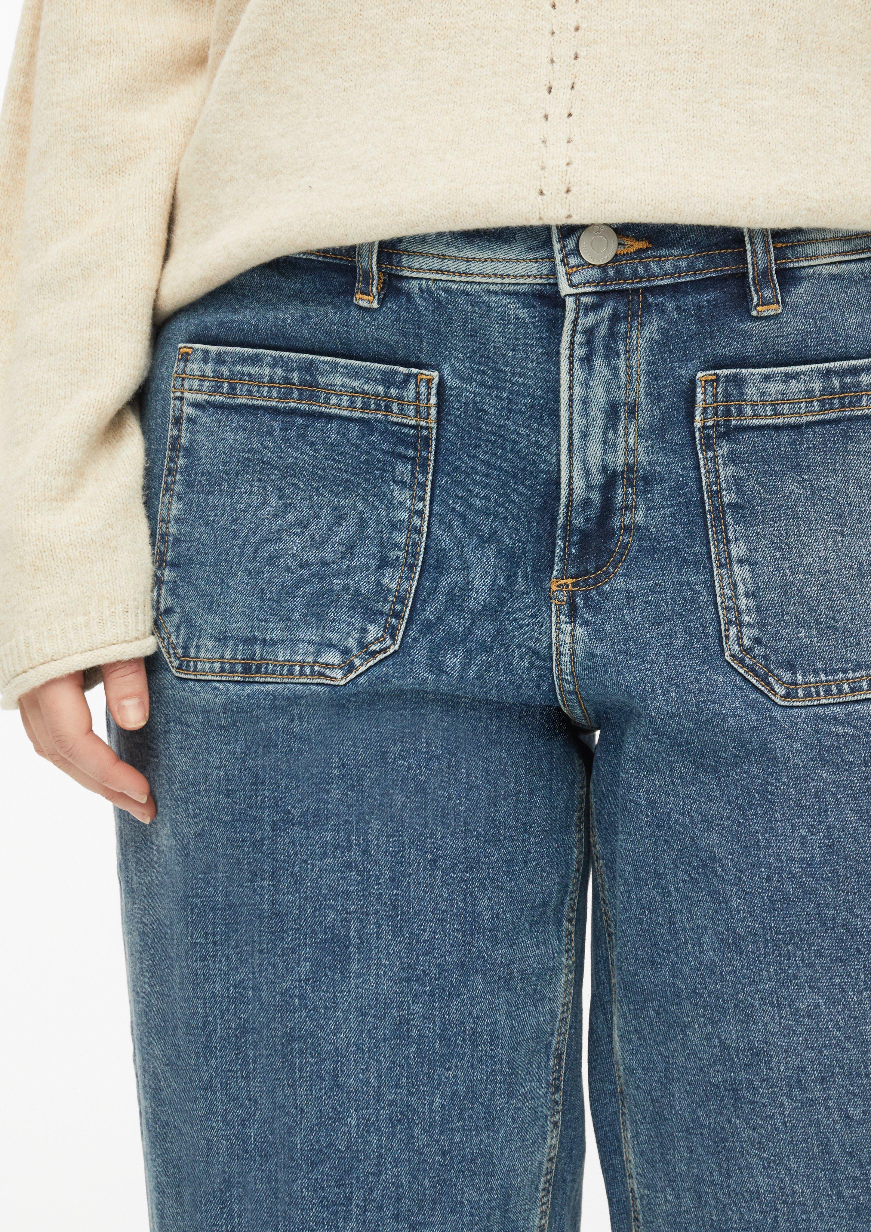 Femmes Jeans larges / taille moyenne / jambes larges en bleu de QS CURVE