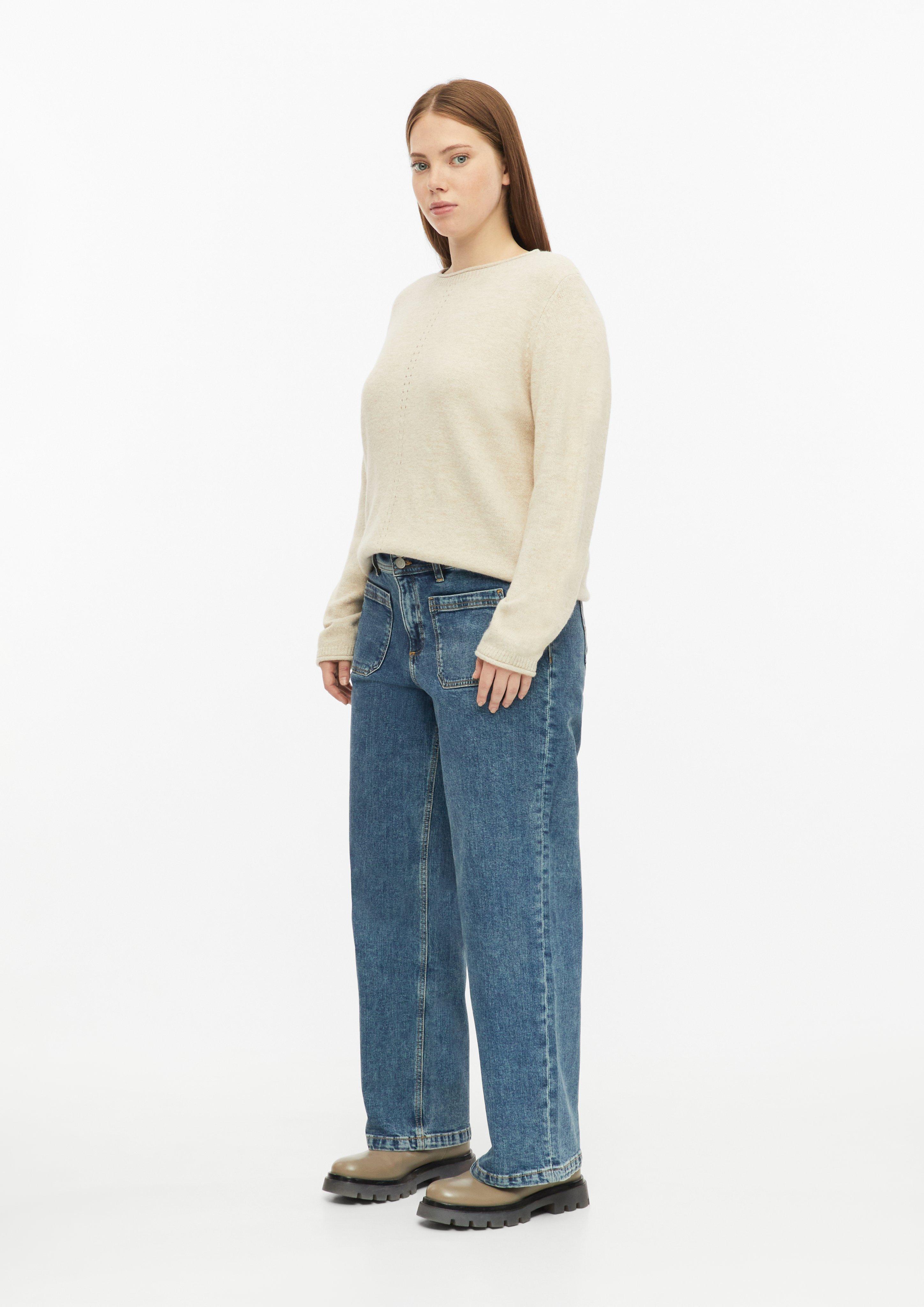 Femmes Jeans larges / taille moyenne / jambes larges en bleu de QS CURVE