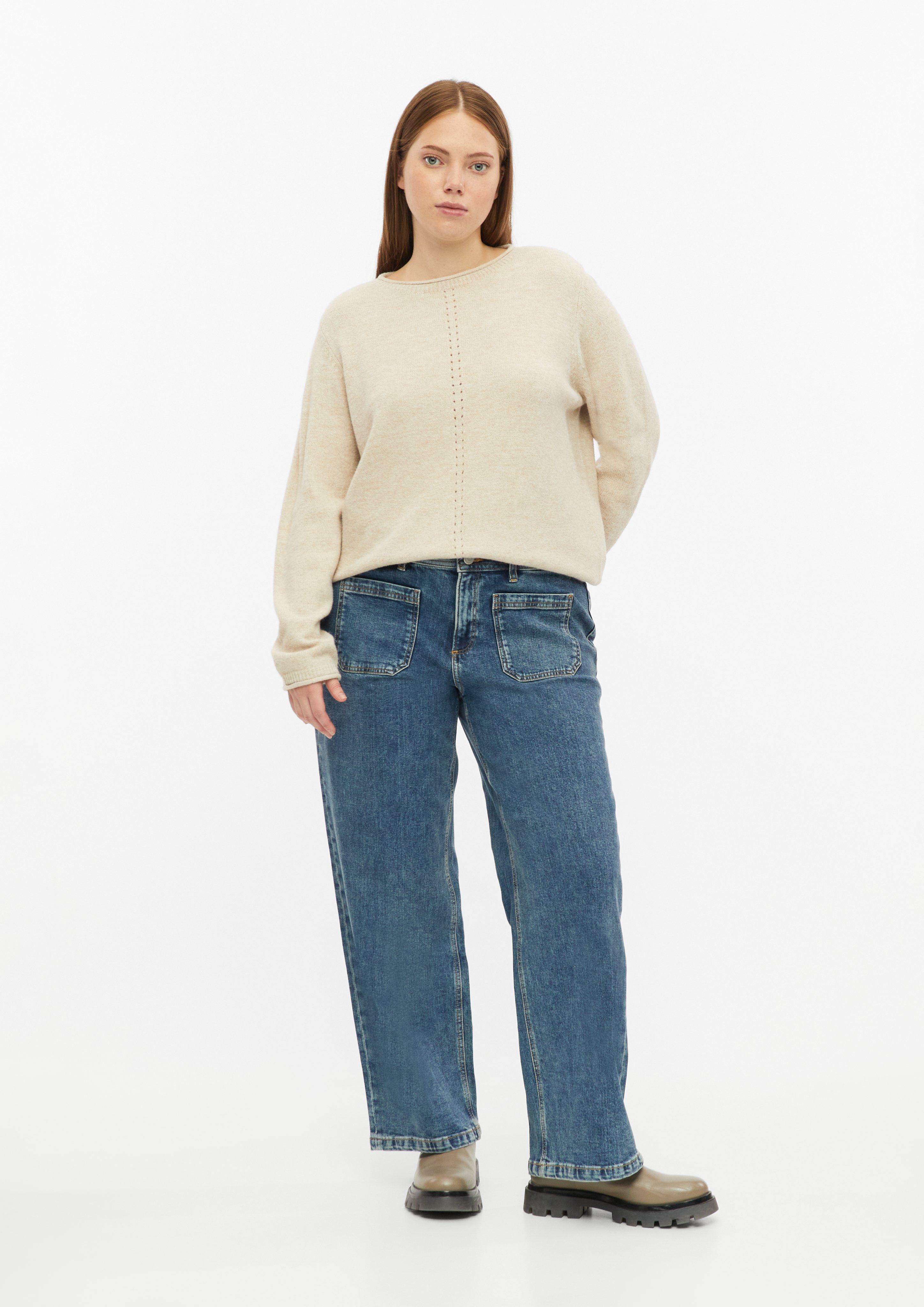 Jeans larges / taille moyenne / jambes larges en bleu foncé de QS CURVE