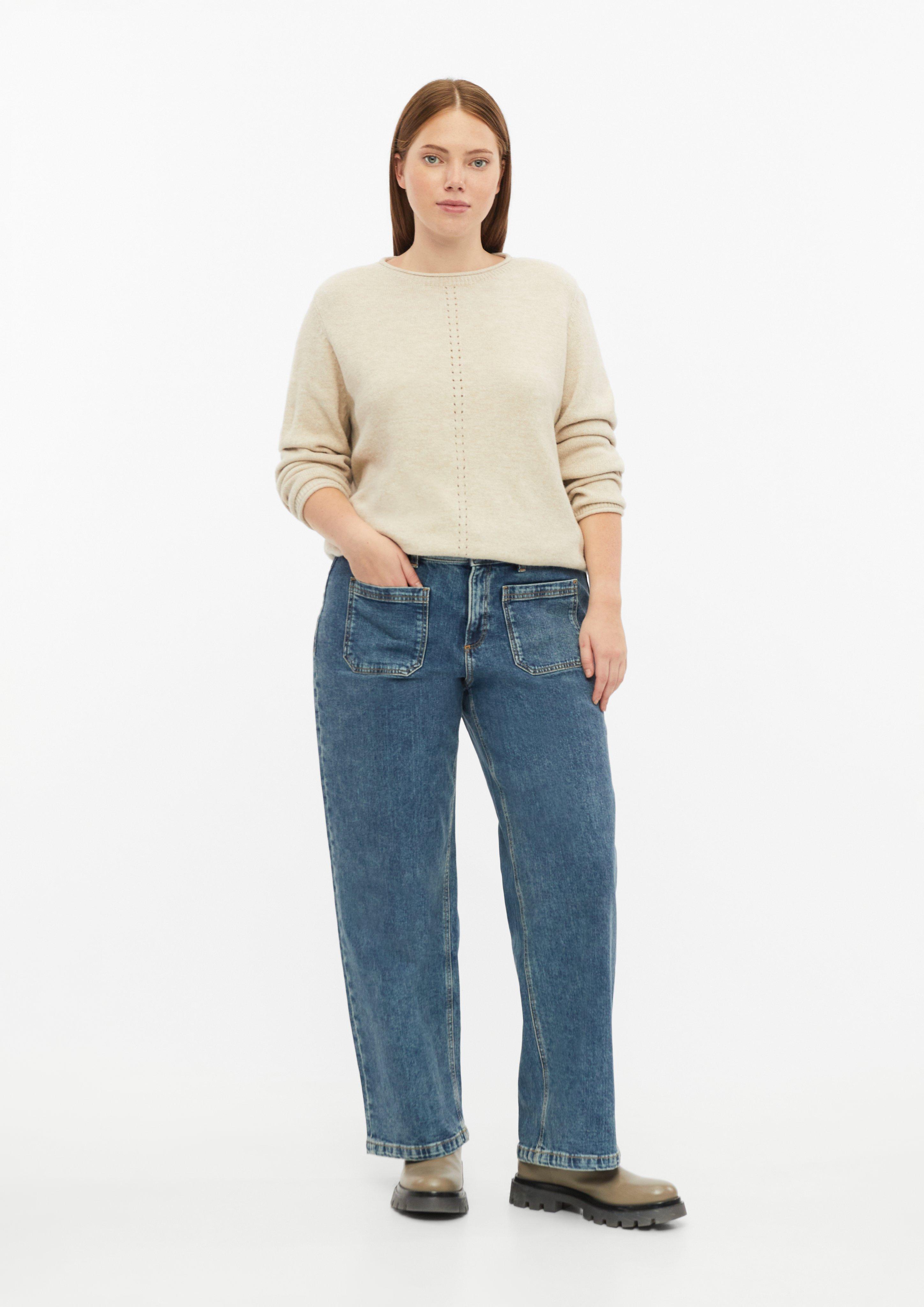 Femmes Jeans larges / taille moyenne / jambes larges en bleu de QS CURVE