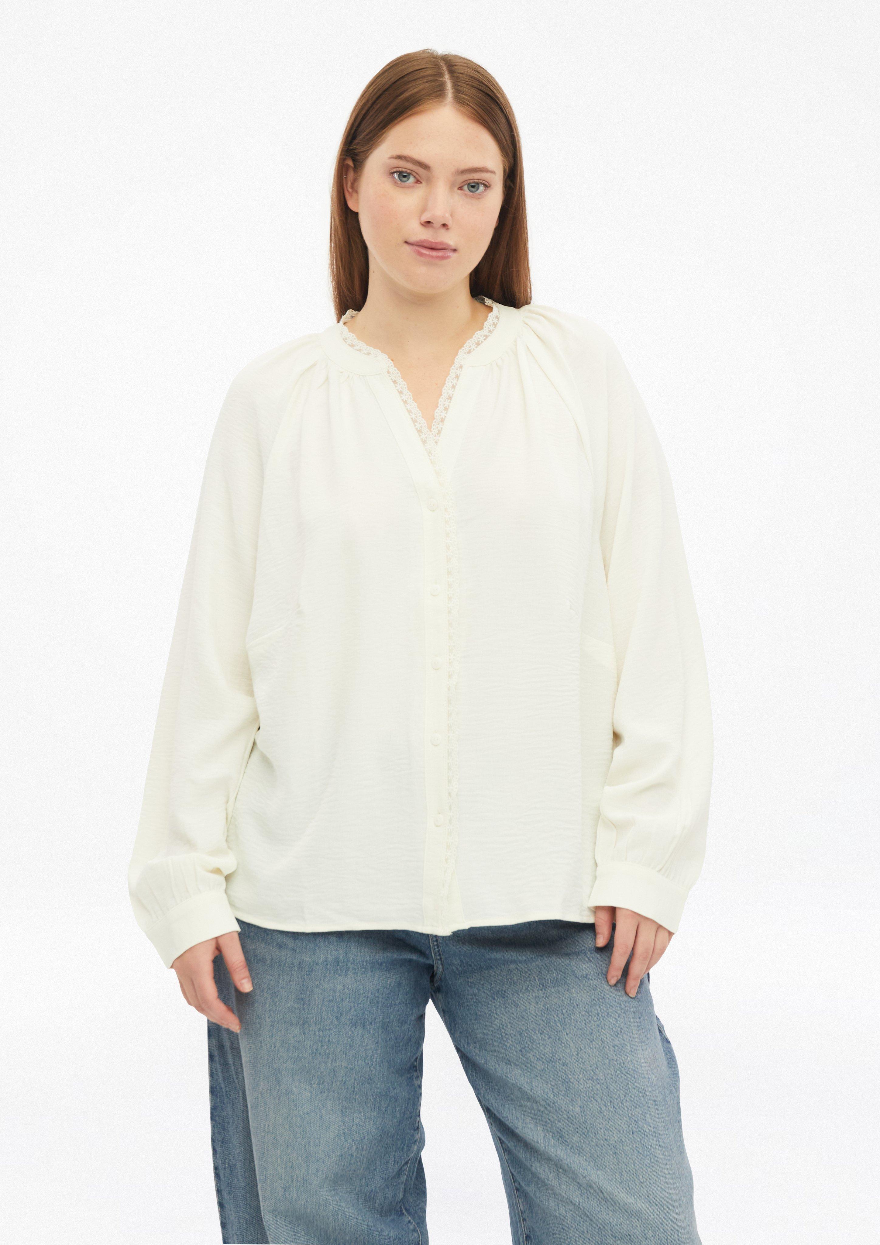 Tuniekblouse met kant bij de halslijn in crème van QS CURVE
