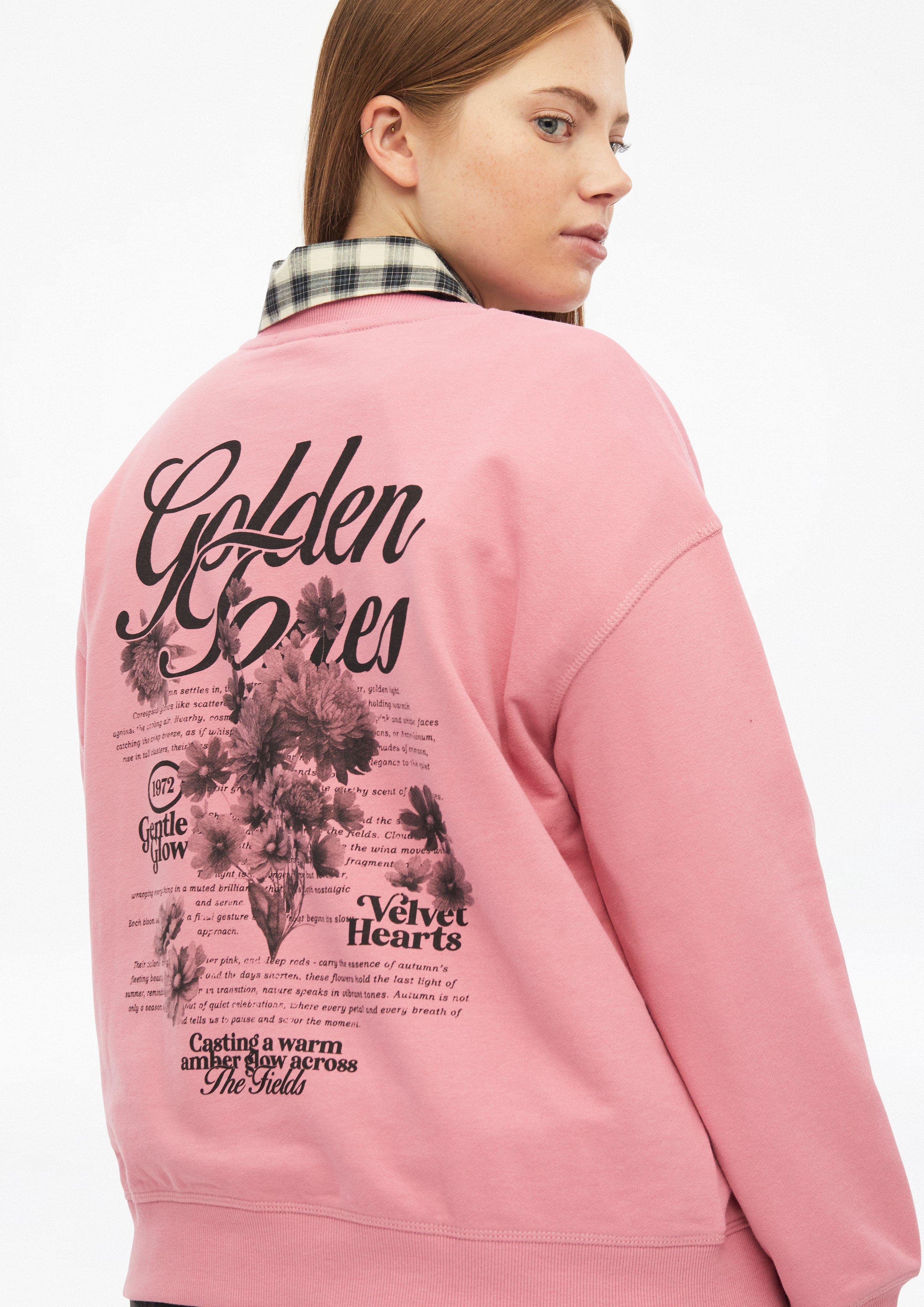 Dames Sweatshirt met print op de rug in roze van QS CURVE