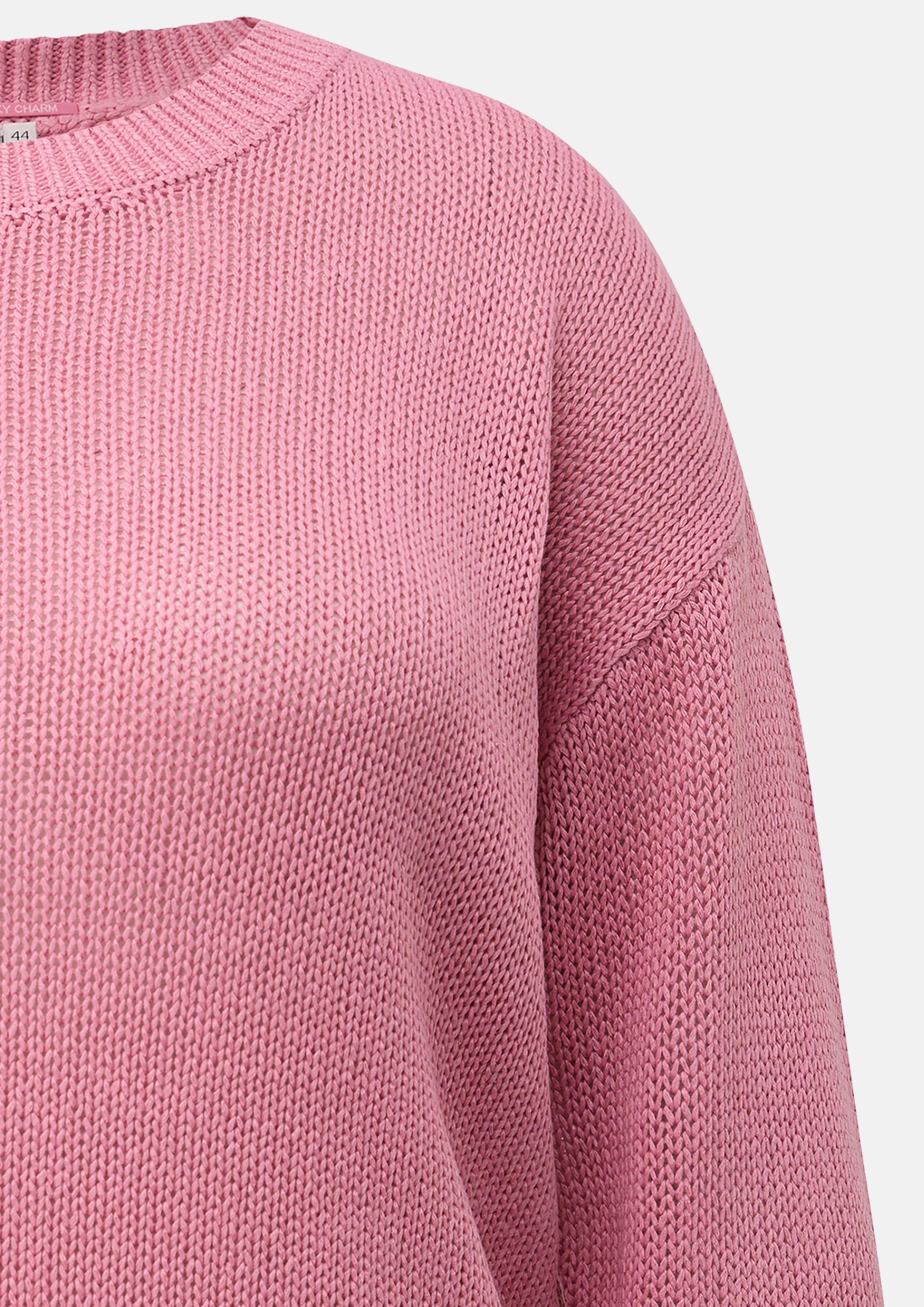 Women Sweater with dropped shoulders in pink by QS CURVE