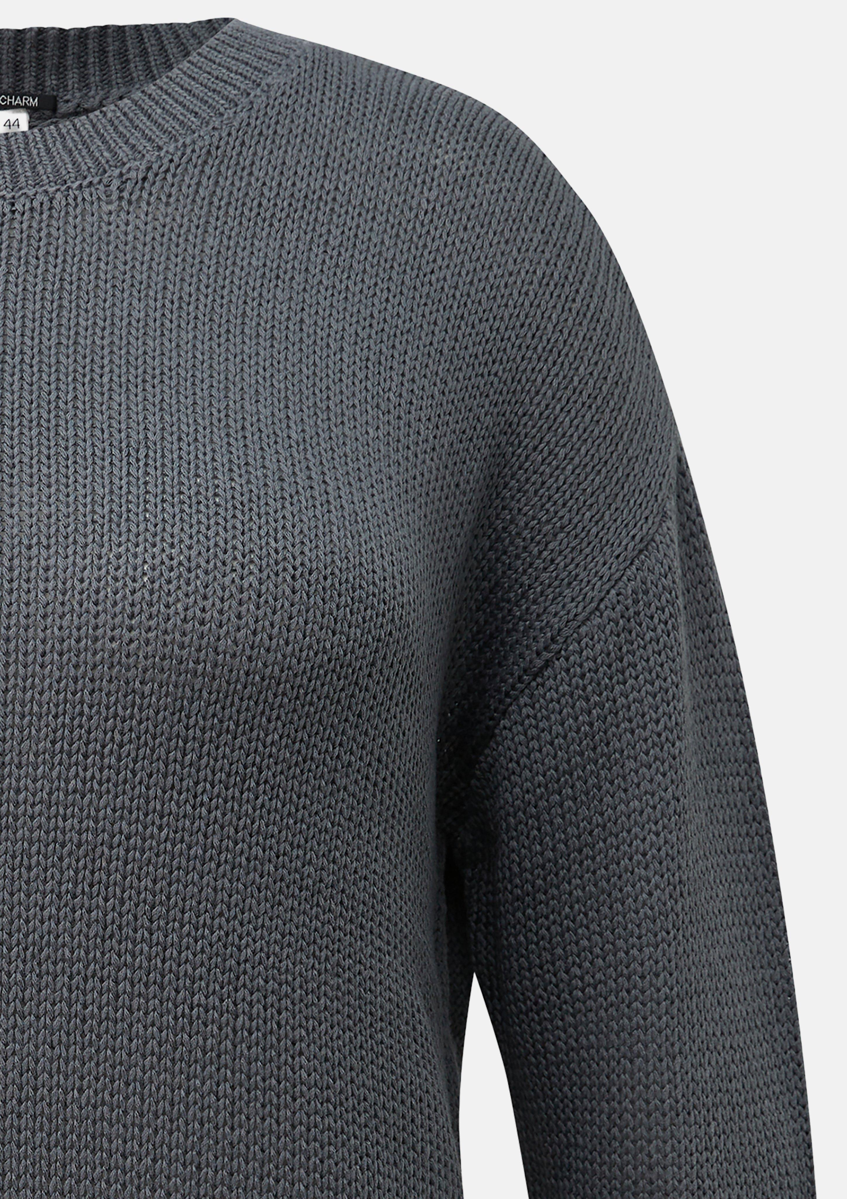 Women Sweater with dropped shoulders in grey by QS CURVE
