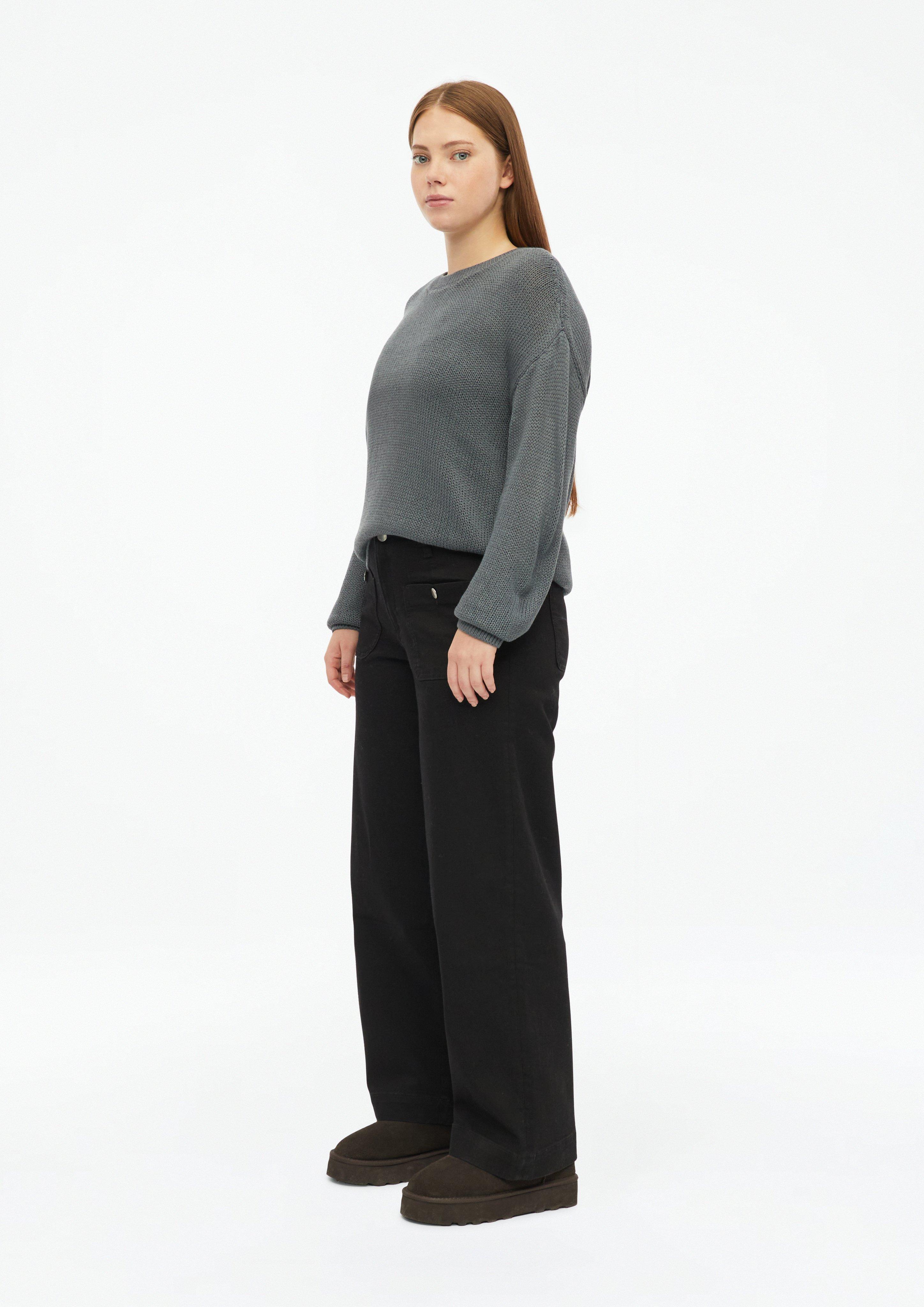 Women Sweater with dropped shoulders in grey by QS CURVE