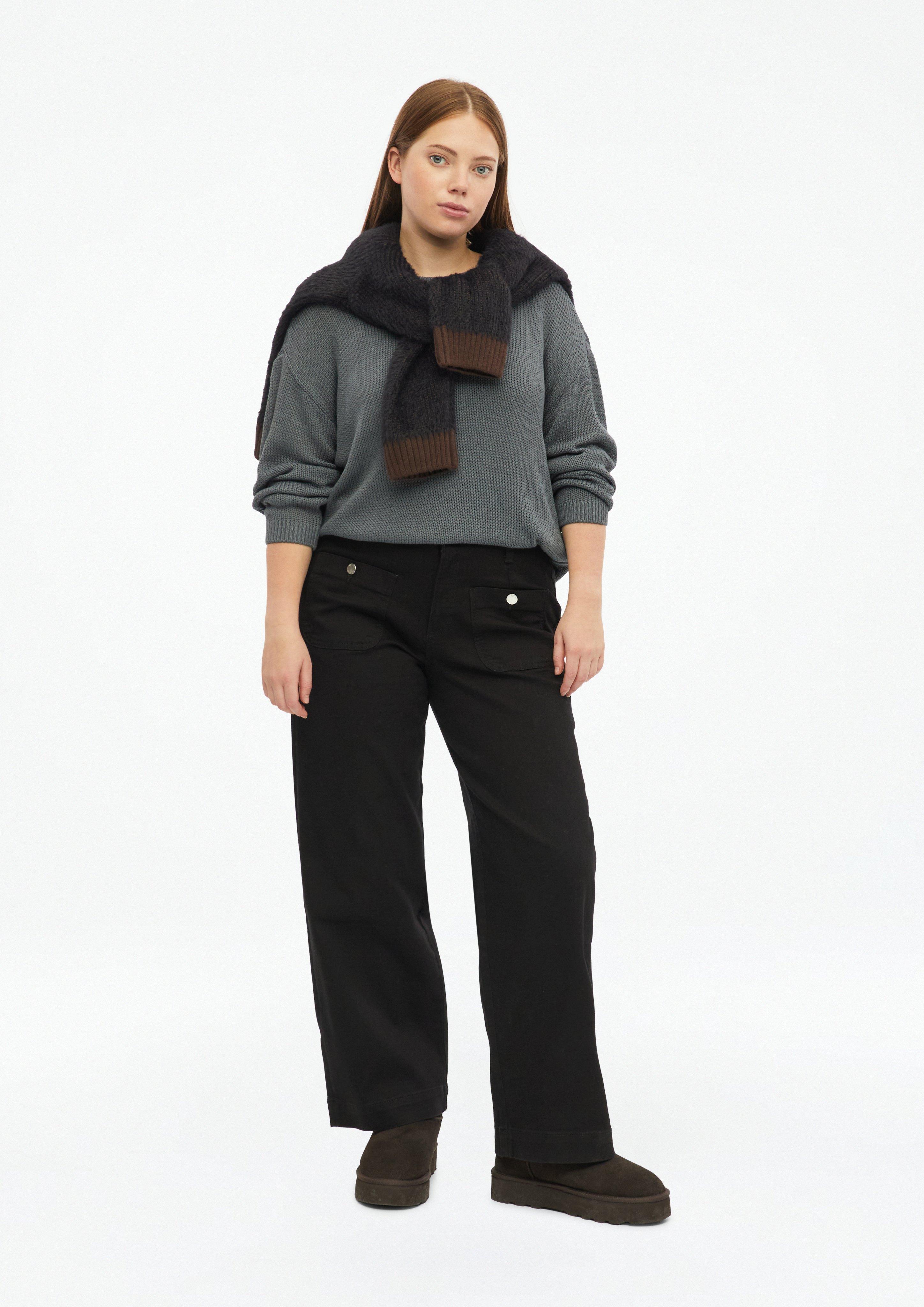 Women Sweater with dropped shoulders in grey by QS CURVE