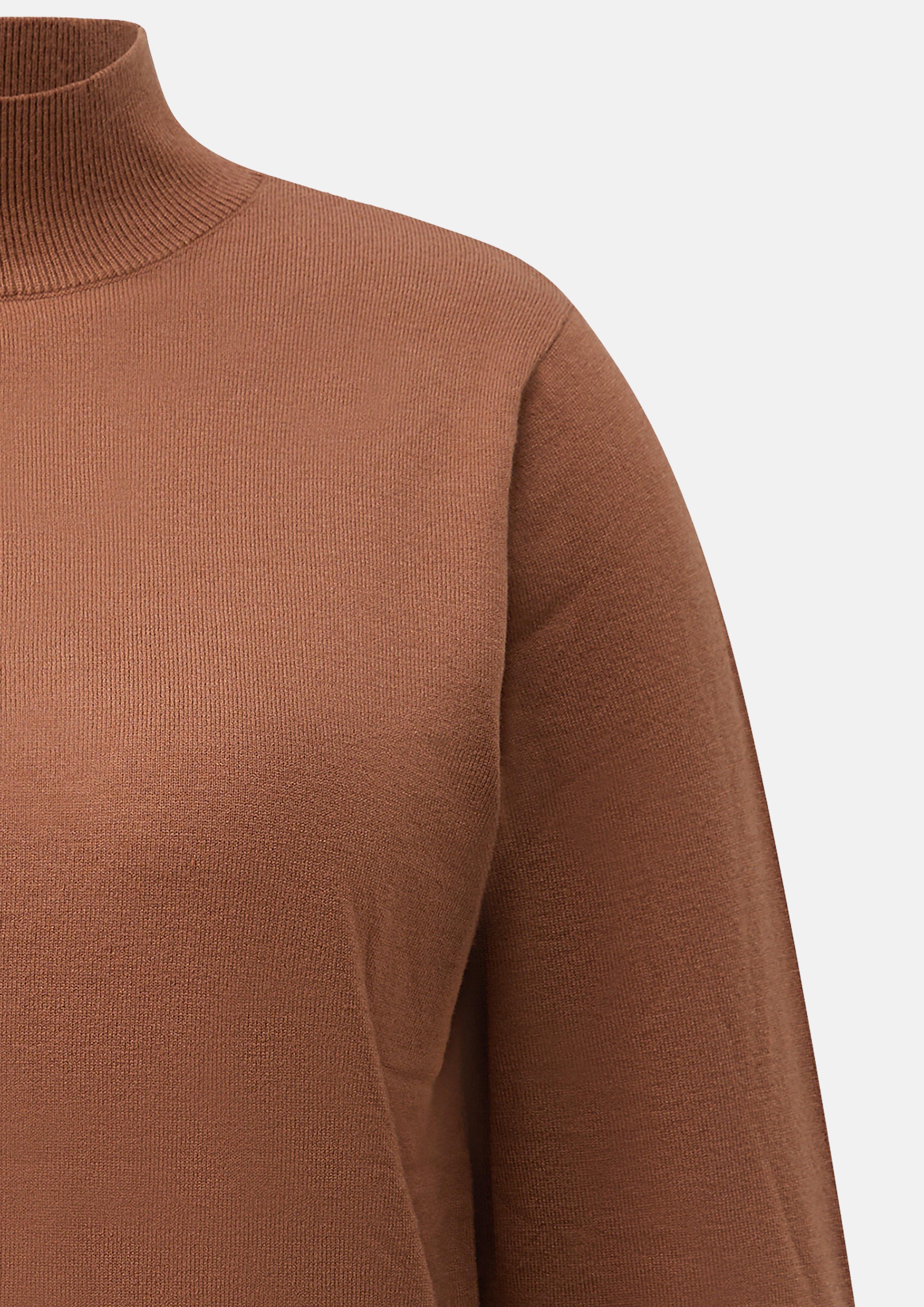 Women Viscose-blend sweater with a stand-up collar in orange by QS CURVE