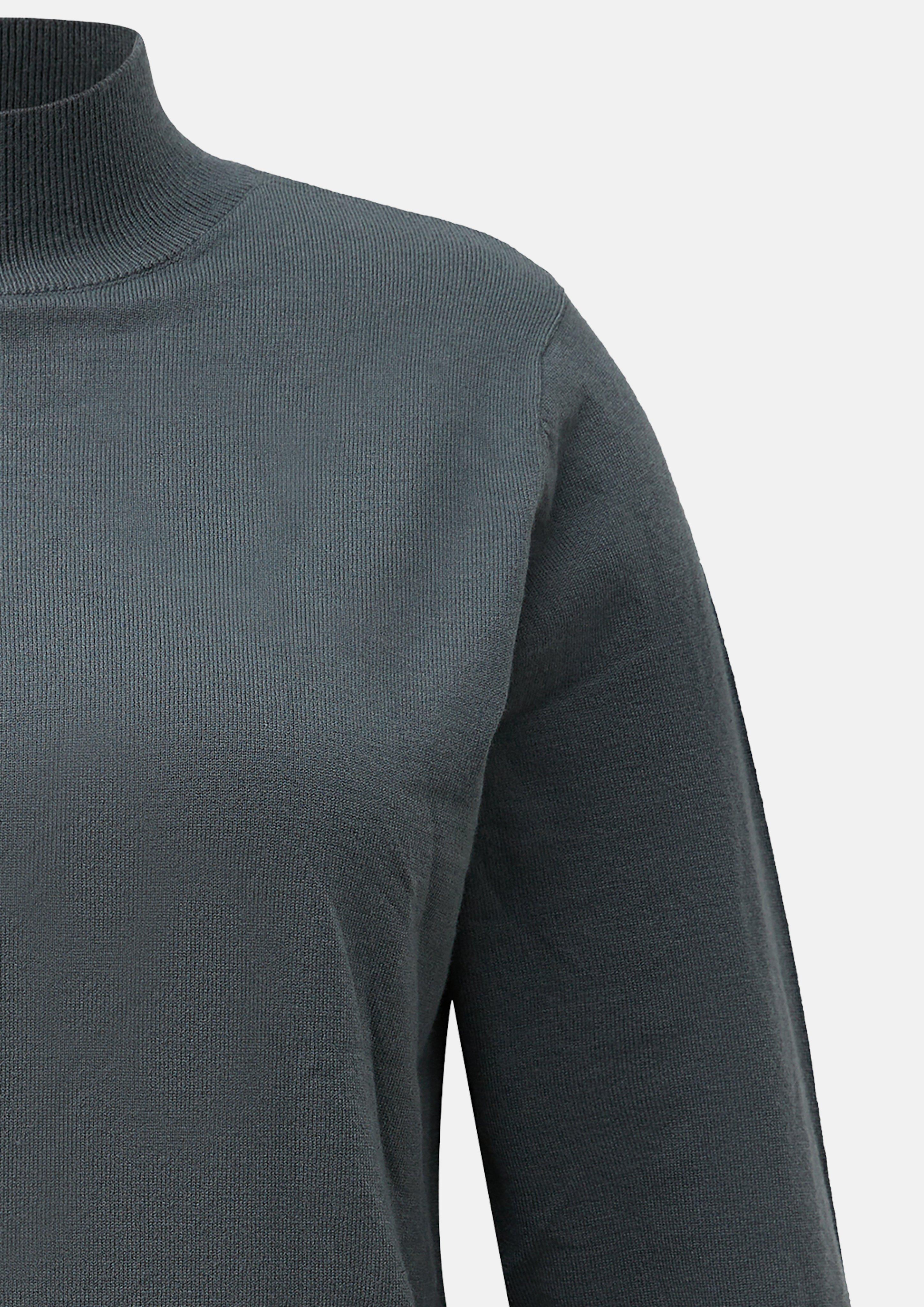 Women Viscose-blend sweater with a stand-up collar in grey by QS CURVE