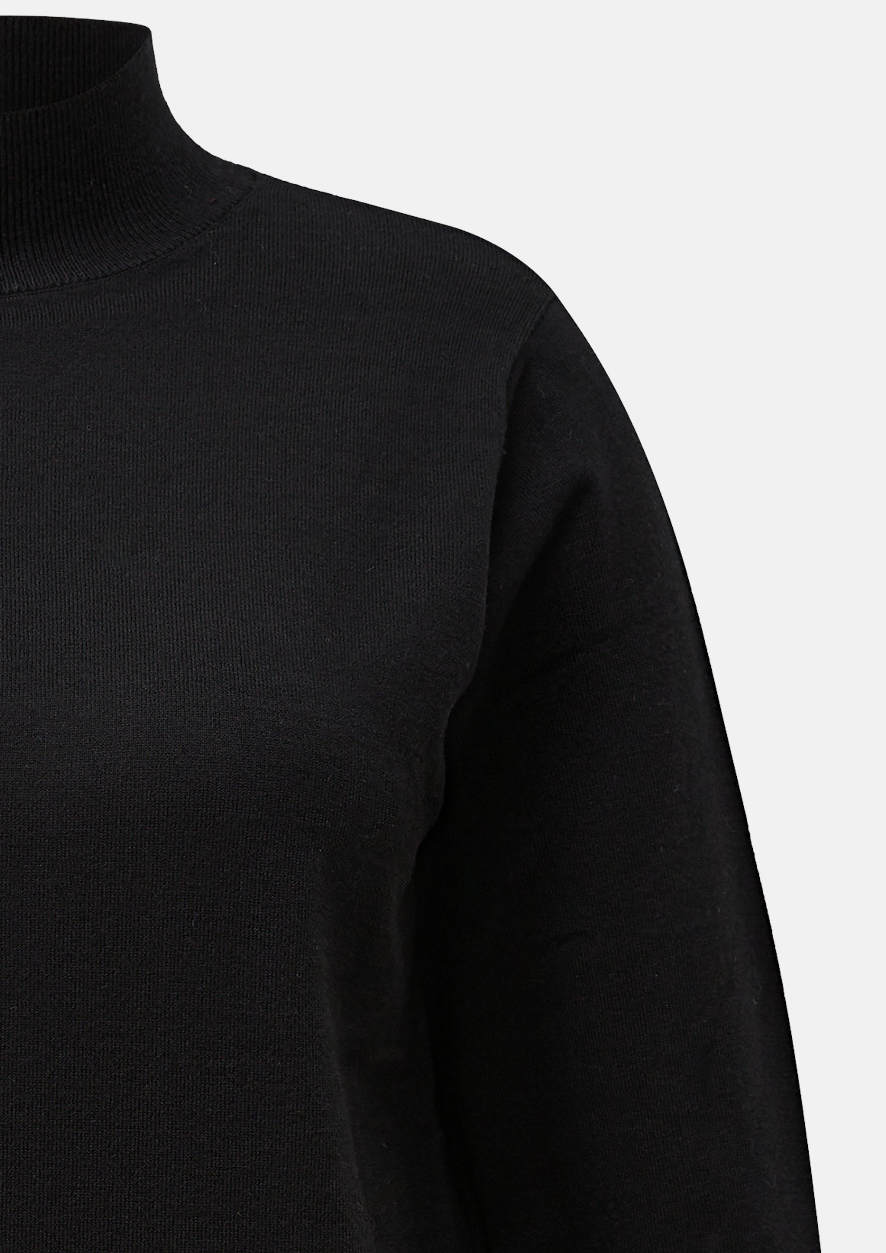 Women Viscose-blend sweater with a stand-up collar in black by QS CURVE