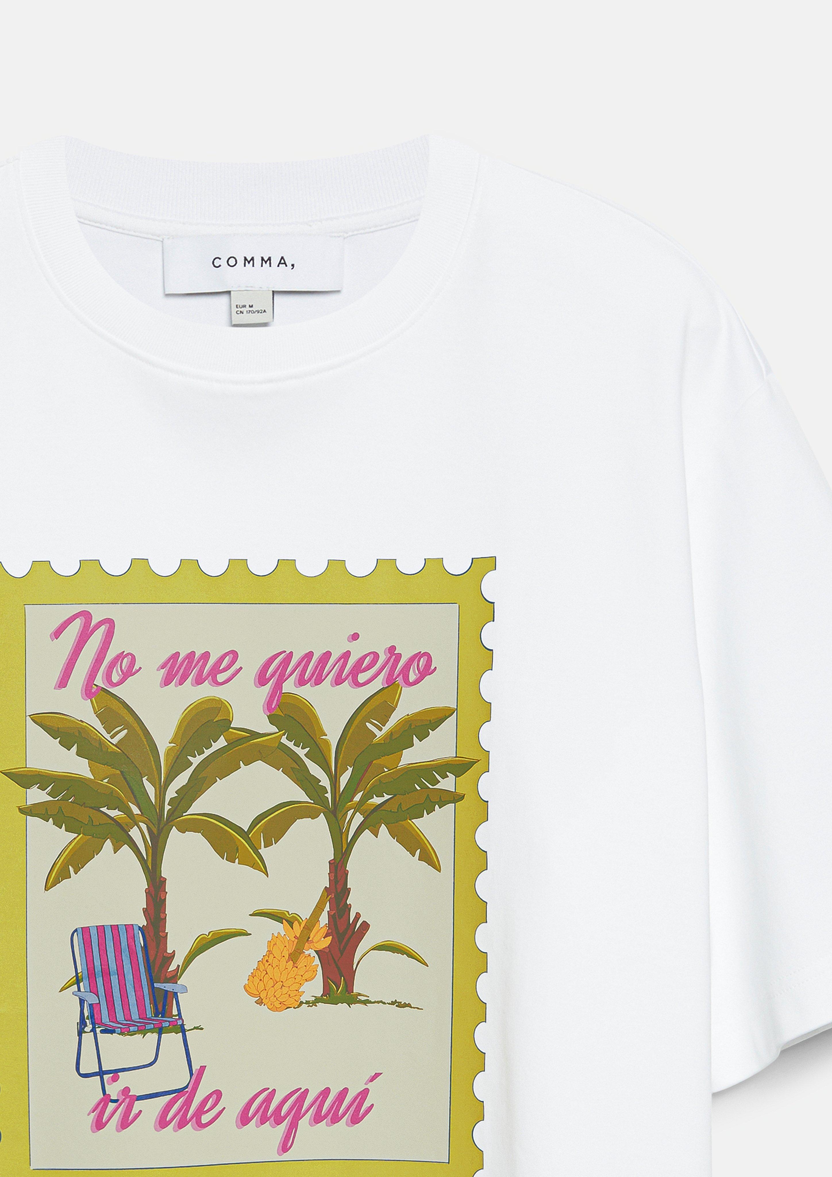 Oversize-Shirt mit Artwork in weiß von COMMA