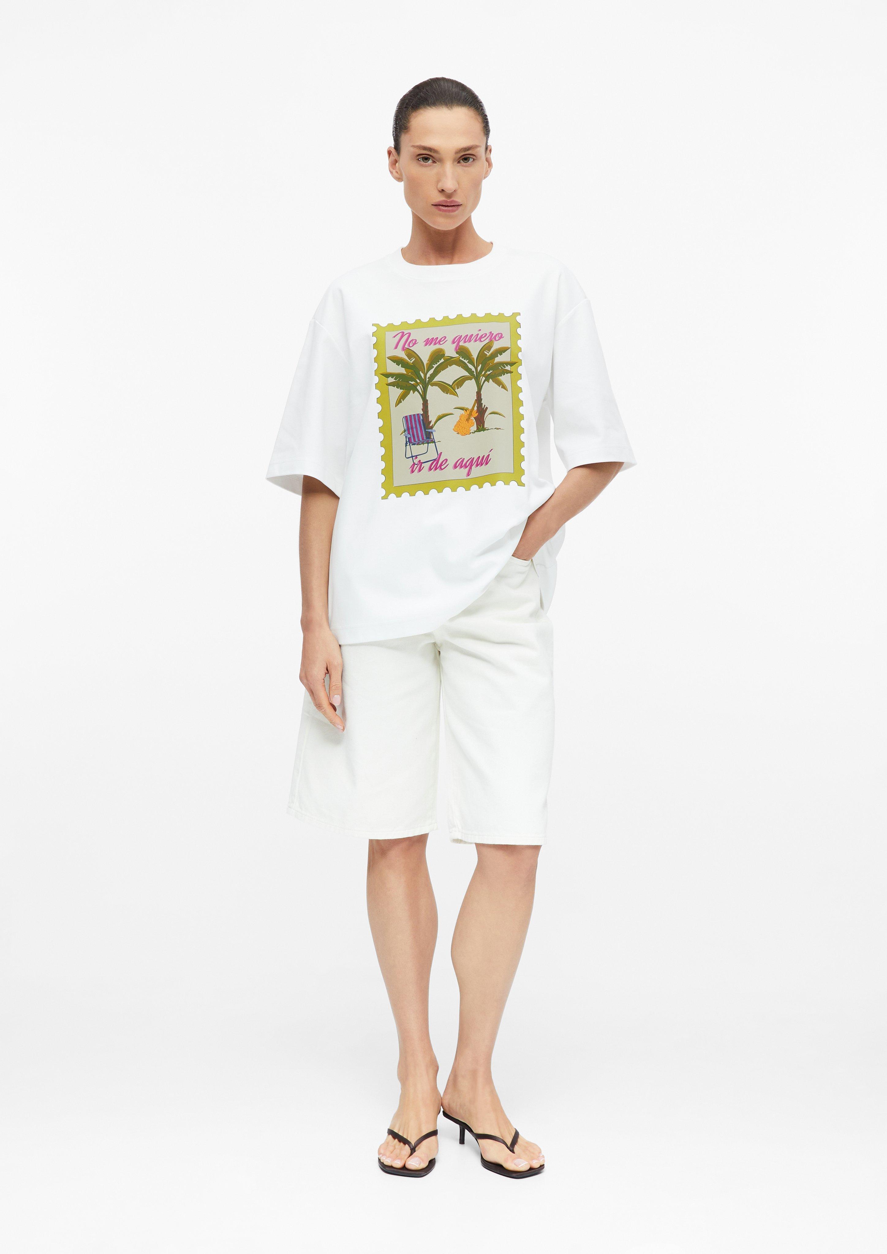 Oversize-Shirt mit Artwork in weiß von COMMA